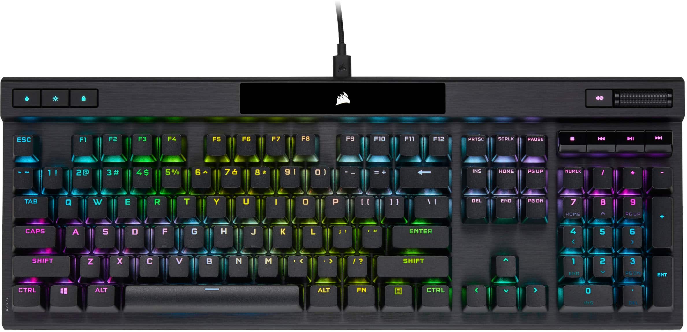Alt View 16. CORSAIR - K70 RGB PRO Full-size Wired Mechanical Cherry MX Speed Linear Switch Gaming Keyboard with PBT Double-Shot Keycaps - Black.