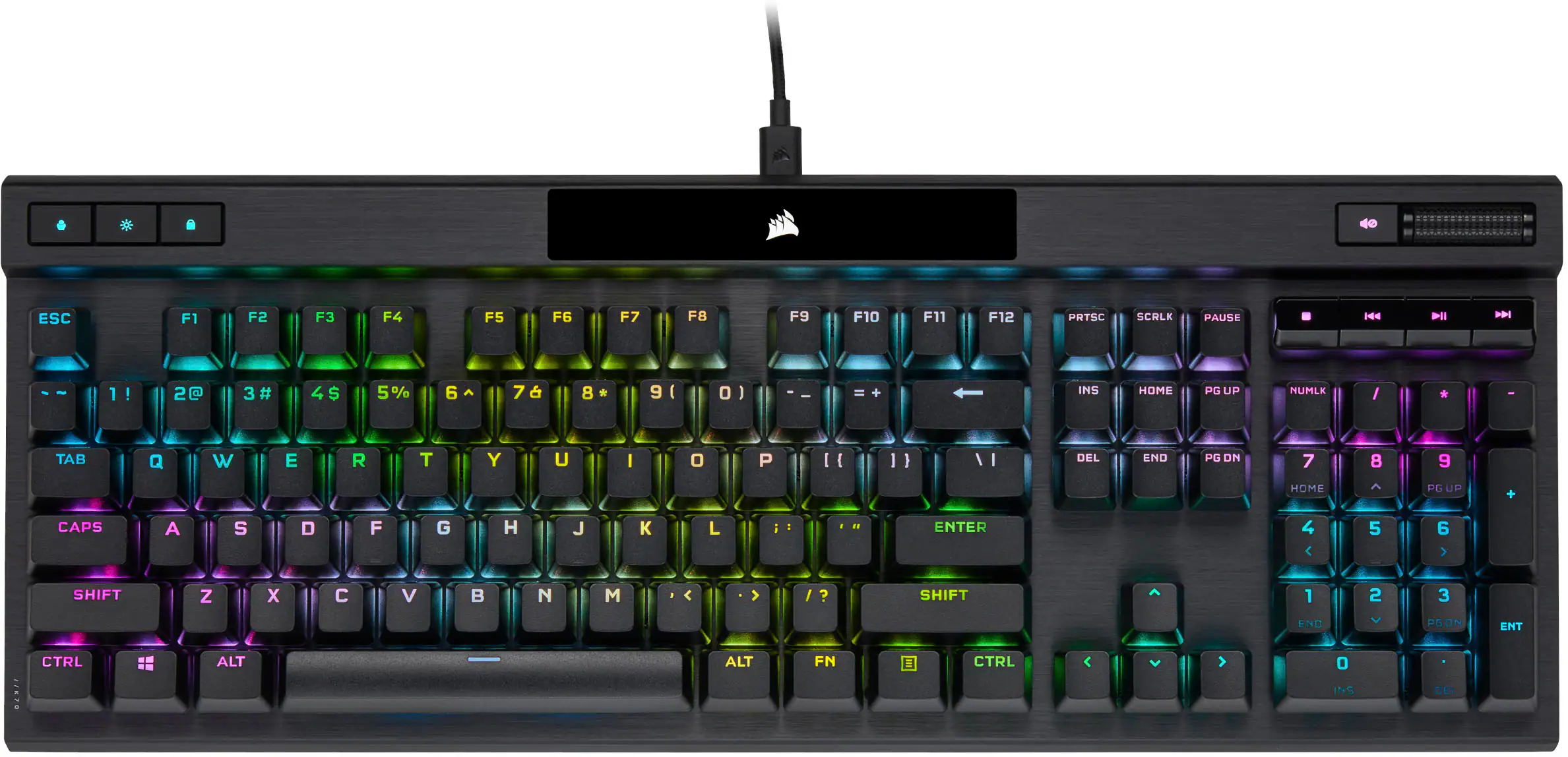 Alt View 16. CORSAIR - K70 RGB PRO Full-size Wired Mechanical Cherry MX Speed Linear Switch Gaming Keyboard with PBT Double-Shot Keycaps - Black.