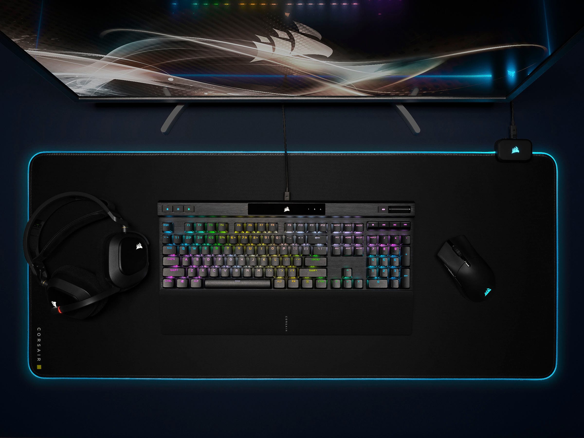 Alt View 18. CORSAIR - K70 RGB PRO Full-size Wired Mechanical Cherry MX Speed Linear Switch Gaming Keyboard with PBT Double-Shot Keycaps - Black.