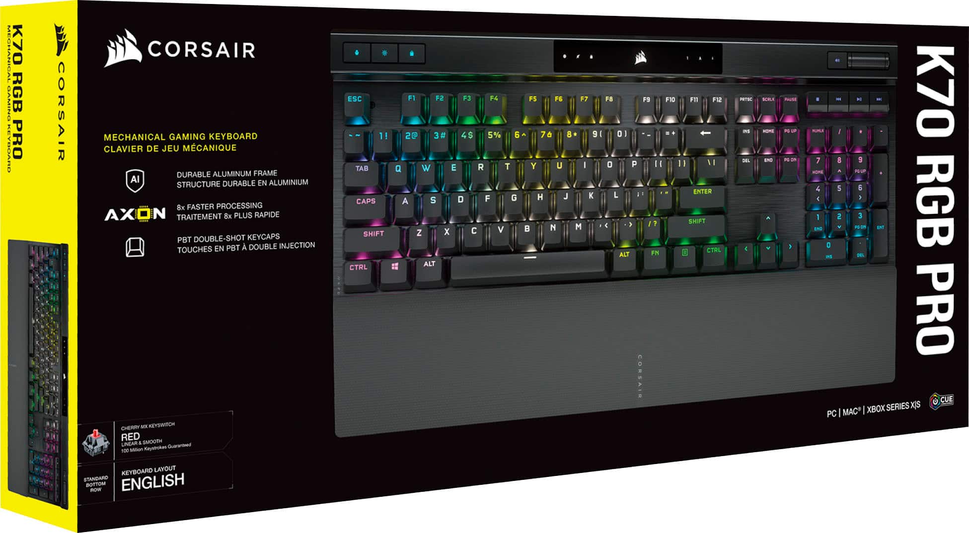 Alt View 27. CORSAIR - K70 RGB PRO Full-size Wired Mechanical Cherry MX Speed Linear Switch Gaming Keyboard with PBT Double-Shot Keycaps - Black.