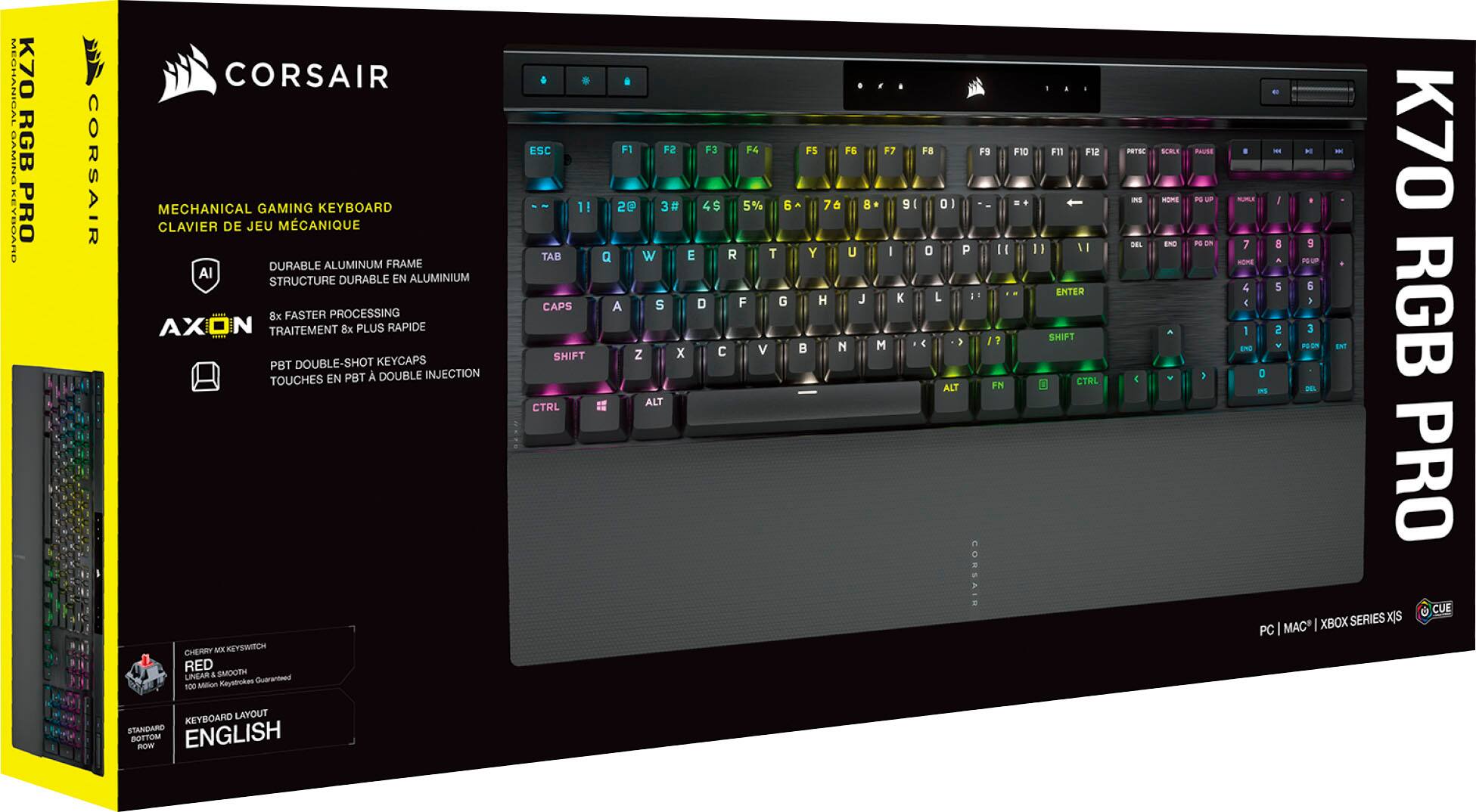 Alt View 27. CORSAIR - K70 RGB PRO Full-size Wired Mechanical Cherry MX Speed Linear Switch Gaming Keyboard with PBT Double-Shot Keycaps - Black.