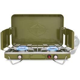 Hike Crew - 2 Burner Propane Stove, 20,000 BTU Portable Stove with Handle & Foldable Legs - Black