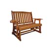 Front. Fortune Candy - Wooden Patio Glider with Cup Holders, High Back and Deep Contoured Seat, for Porch Yard Garden (2-Seater) - Teak Tone.