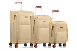 Champs - Classic Collection 3 Piece Soft Side Luggage Set - Khaki