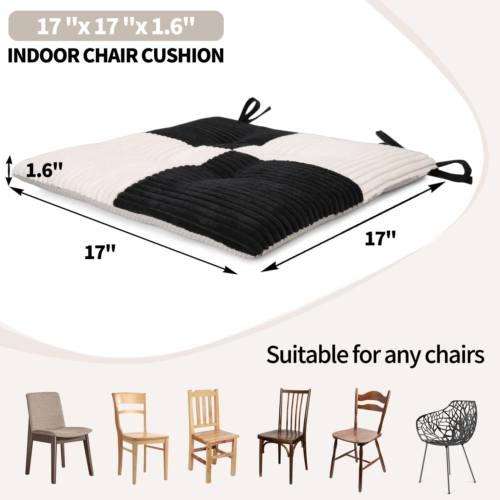 JETRANSPORT Office Stacking Chair Cushions 4 Pack Corduroy High Density ...