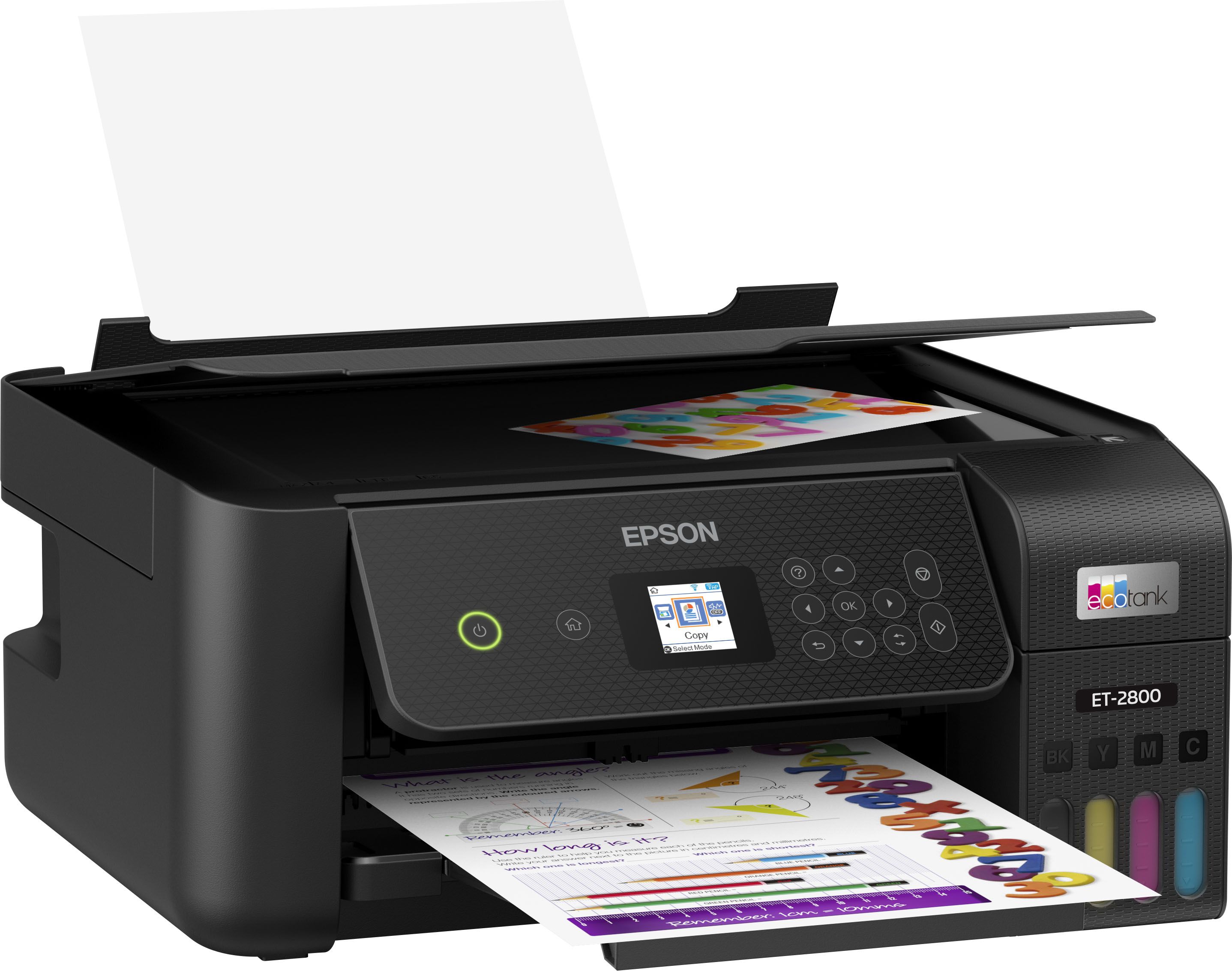 Angle View: Epson - EcoTank ET-2800 Wireless Color All-in-One Inkjet Cartridge-Free Supertank Printer - Black