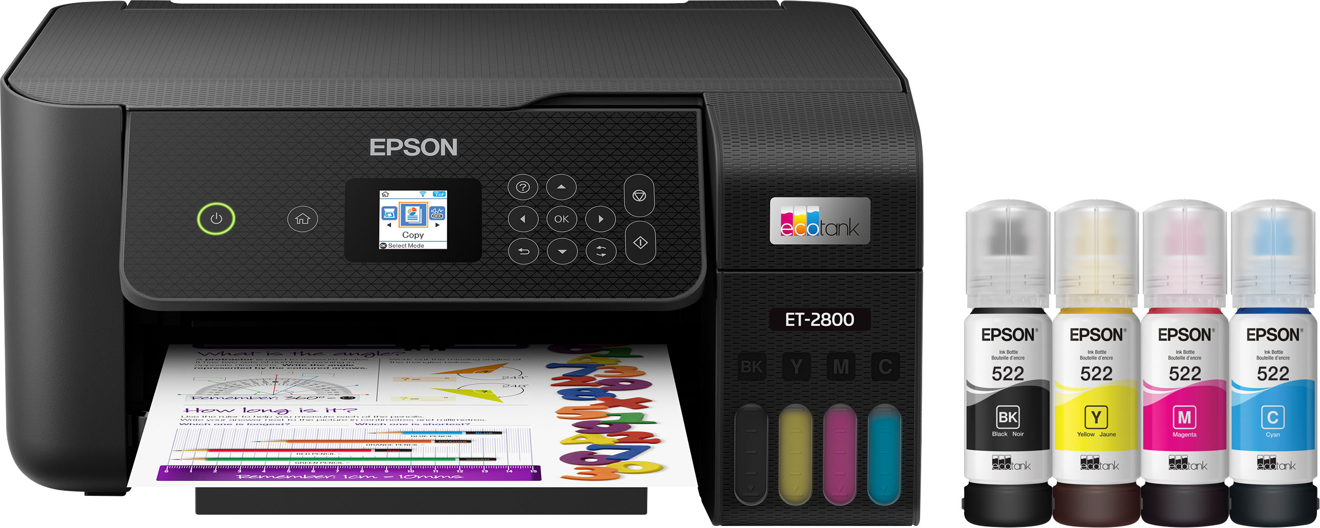 image of Epson - EcoTank ET-2800 Wireless Color All-in-One Inkjet Cartridge-Free Supertank Printer - Black with sku:bb21939171-bestbuy