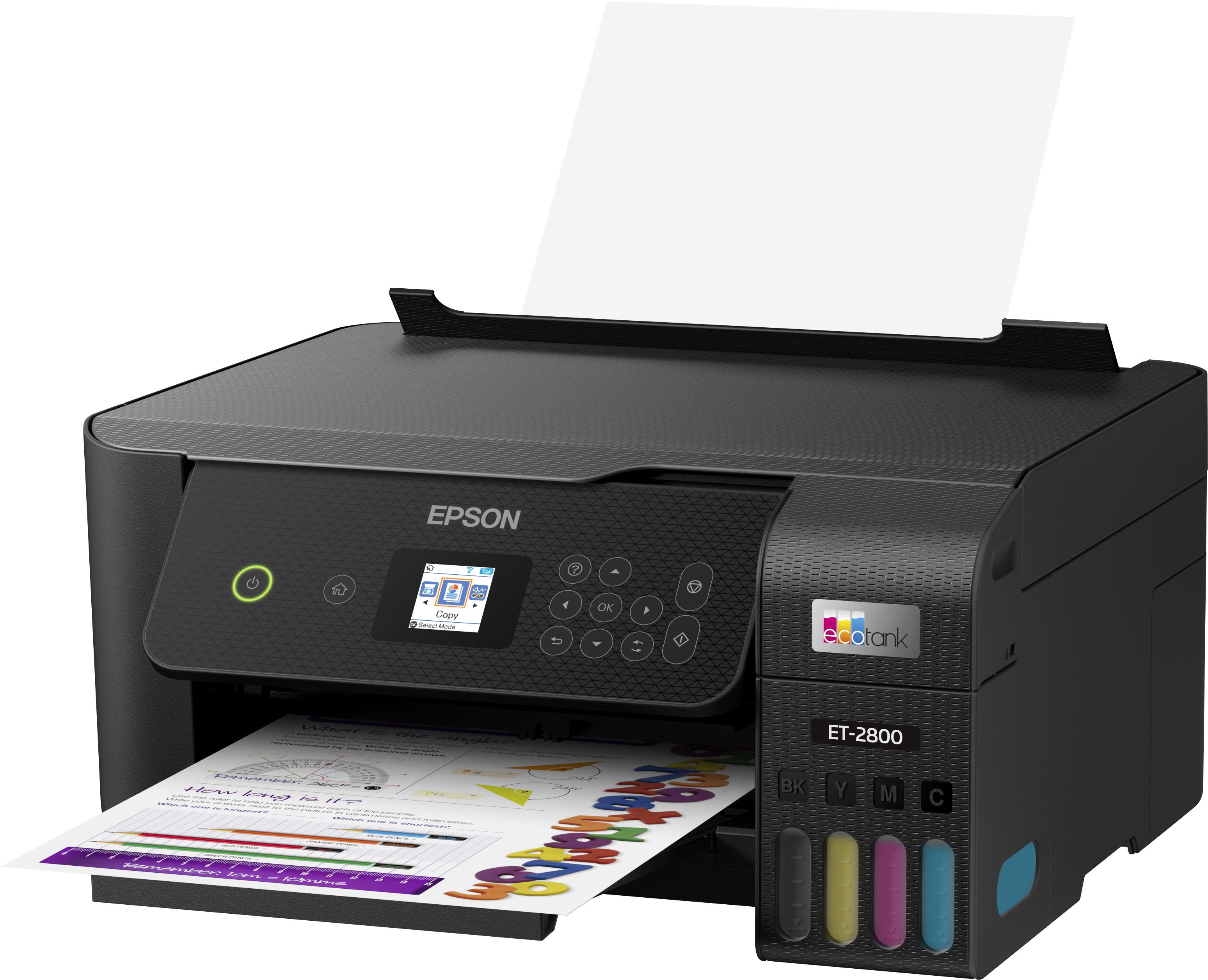 Left View: Epson - EcoTank ET-2800 Wireless Color All-in-One Inkjet Cartridge-Free Supertank Printer - Black