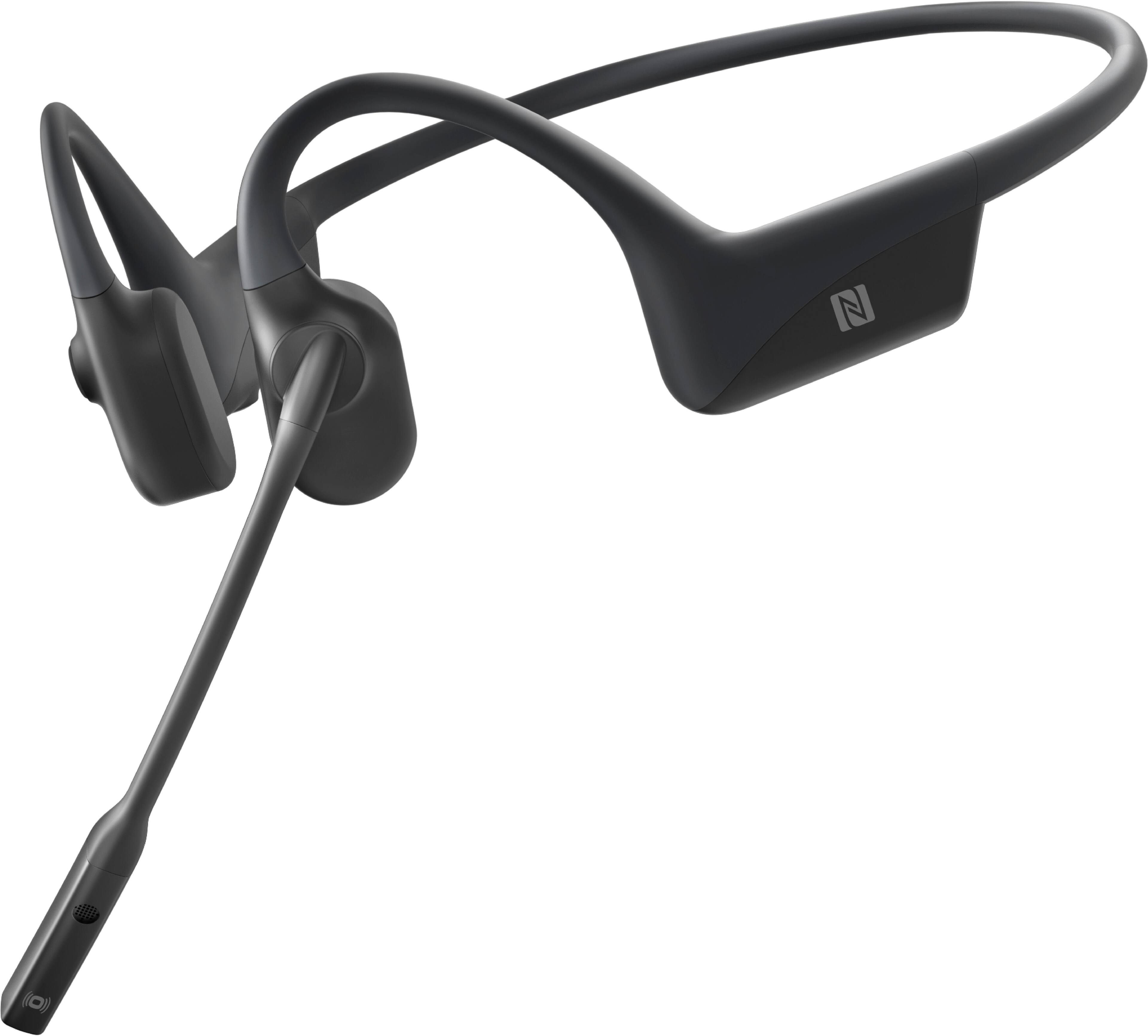 Front. Shokz - OpenComm Noise-Canceling Bone Conduction Stereo Bluetooth Headset - Black.