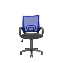 CorLiving - Workspace 5-Pointed Star Mesh Linen Fabric Chair - Navy Blue - Front_Zoom
