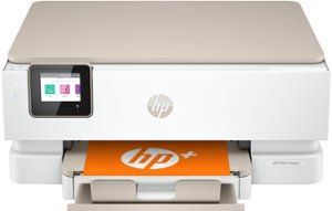 HP - ENVY Inspire 7255e Wireless All-In-One Inkjet Photo Printer with 3 months of Instant Ink included with HP+ - White & Sandstone - Front_Zoom