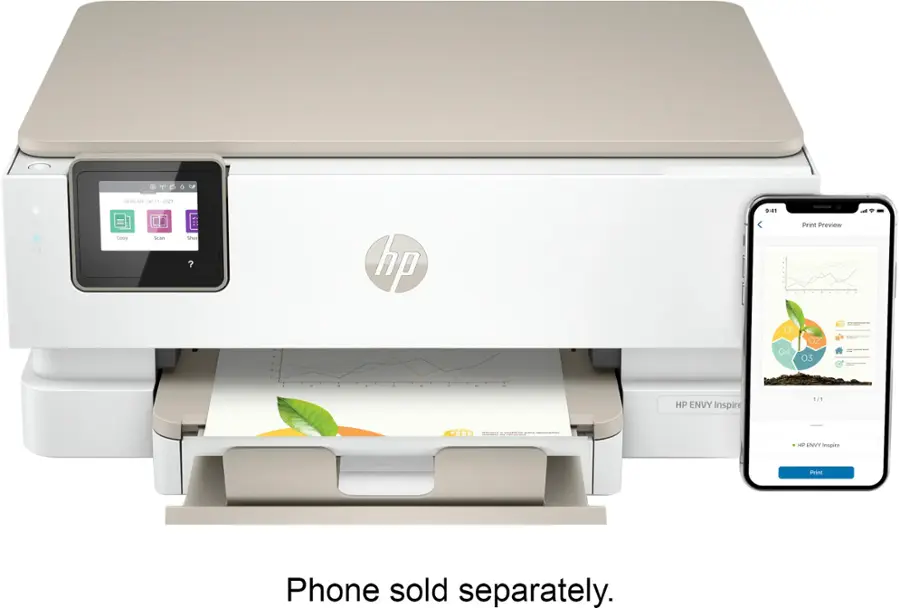 Alt View 17. HP - ENVY Inspire 7255e Wireless All-In-One Inkjet Photo Printer with 3 months of Instant Ink included with HP+ - White & Sandstone.