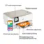 The image features a printer with a 2.7" color touchscreen and a flatbed scanner. The printer has a 60-sheet output tray, allowing for efficient printing. It is capable of printing from any device and supports auto 2-sided printing. The printer also has a 125-sheet input tray and a separate photo tray for additional convenience.