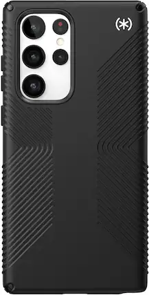 Front. Speck - Presidio2 Grip Case for Samsung GS22 Ultra - Black.