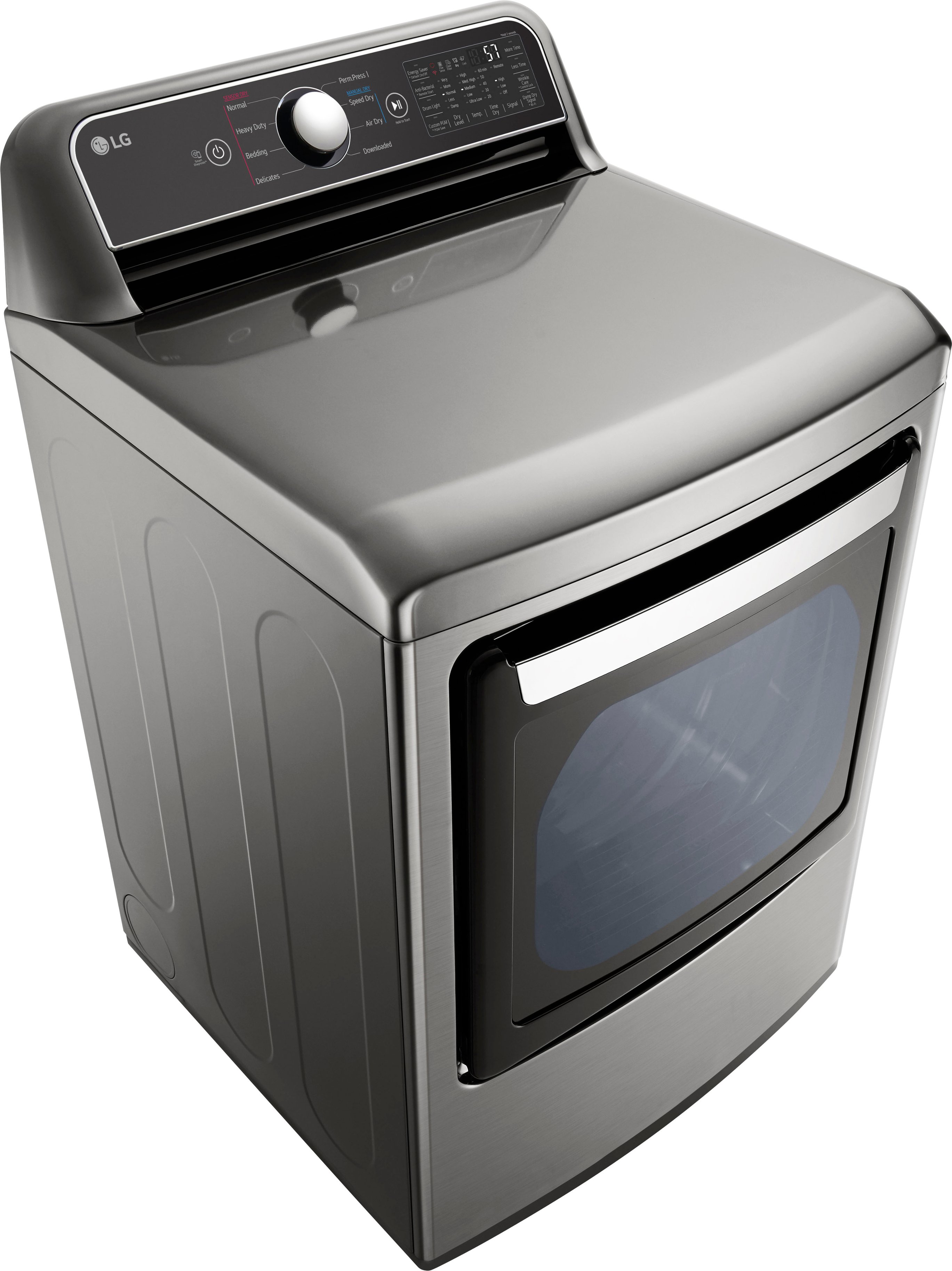 Angle View: LG - 7.3 Cu. Ft. Smart Gas Dryer with EasyLoad Door - Graphite Steel