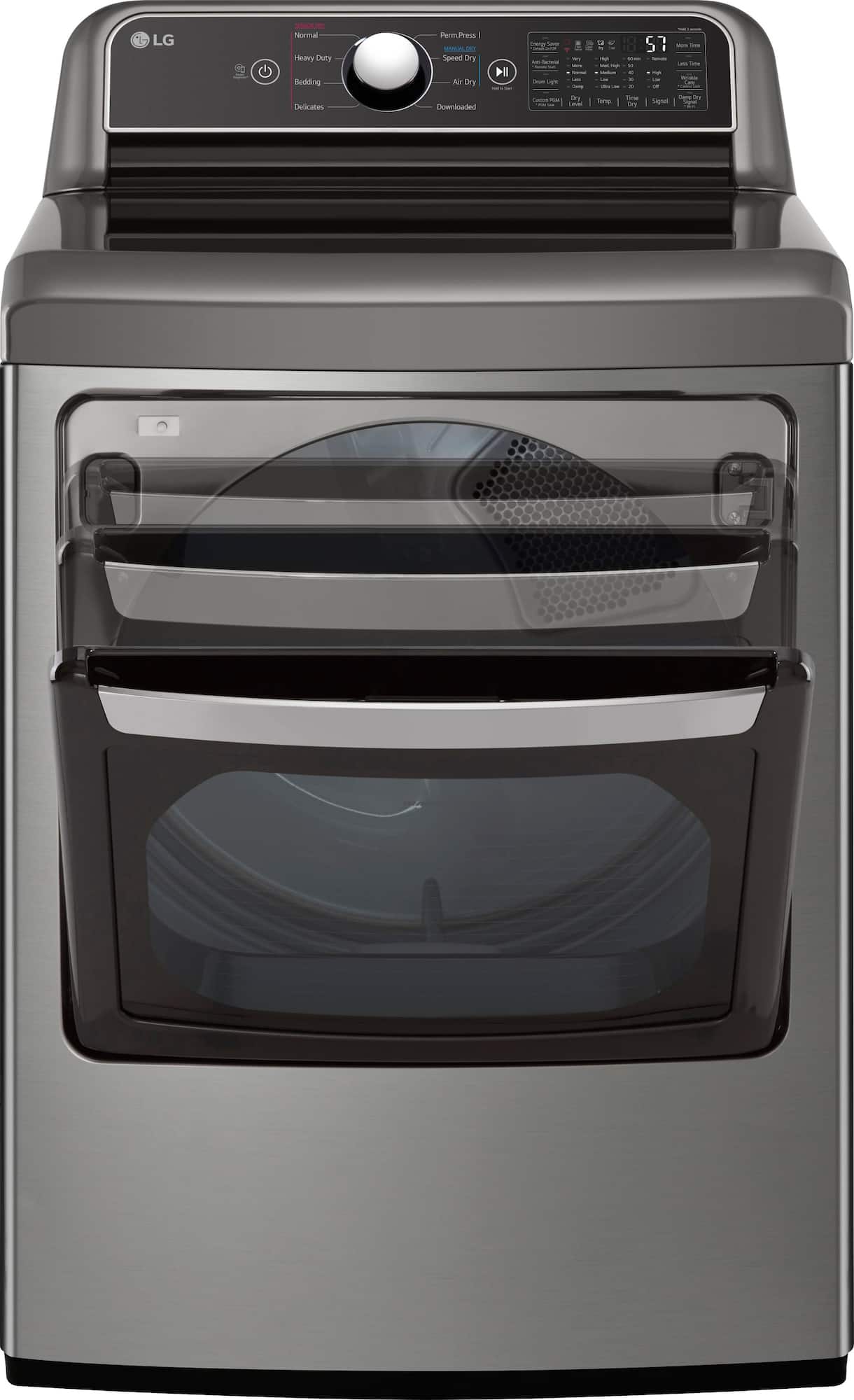 Zoom in on Alt View Zoom 16. LG - 7.3 Cu. Ft. Smart Gas Dryer with EasyLoad Door - Graphite Steel.