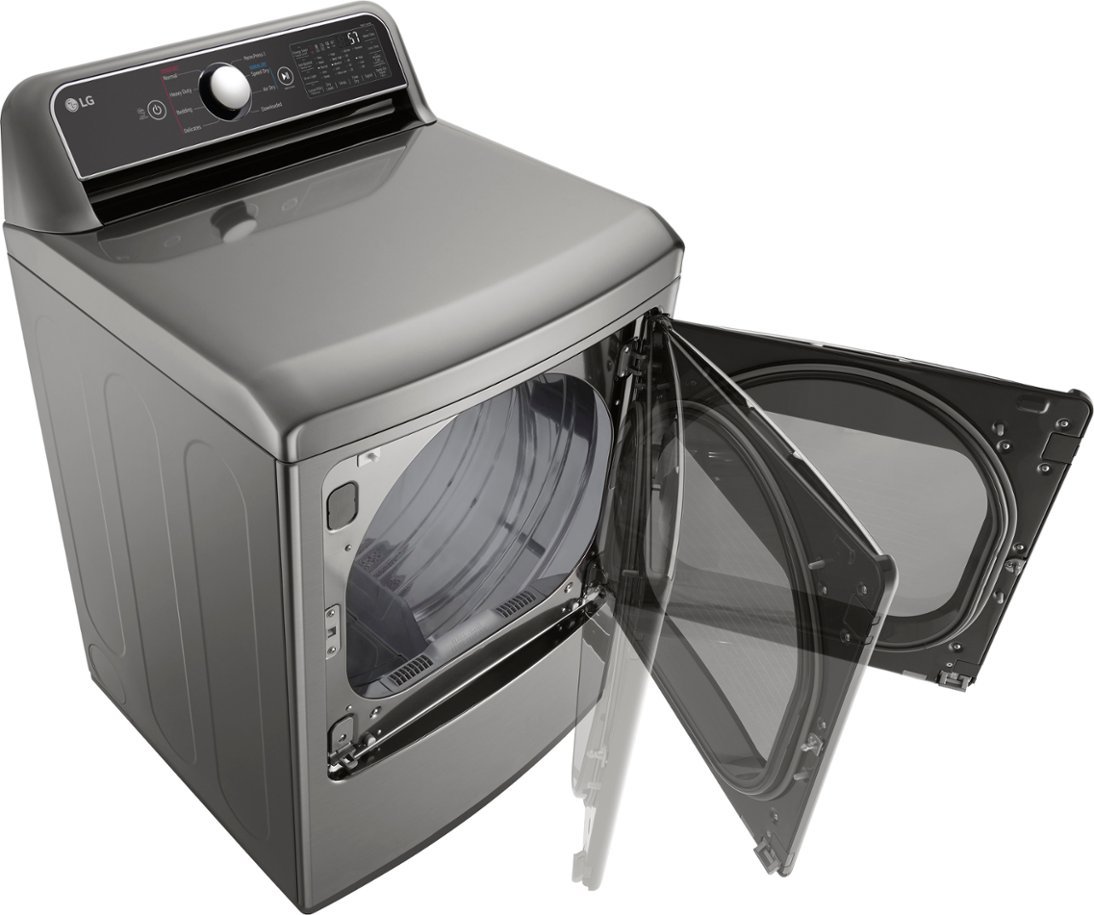 Zoom in on Left Zoom. LG - 7.3 Cu. Ft. Smart Gas Dryer with EasyLoad Door - Graphite Steel.