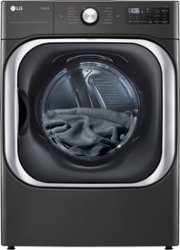 LG - 9.0 Cu. Ft. Stackable Smart Gas Dryer with Steam and Built-In Intelligence - Black Steel - Front_Zoom
