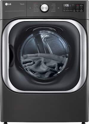 LG - 9.0 Cu. Ft. Stackable Smart Gas Dryer with Steam and Built-In Intelligence - Black Steel