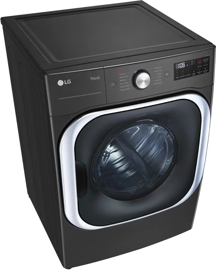 Alt View 15. LG - 9.0 Cu. Ft. Stackable Smart Gas Dryer with Steam and Built-In Intelligence - Black Steel.