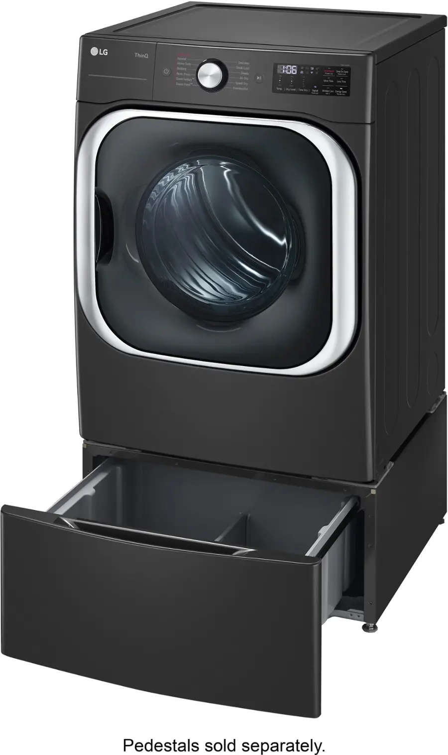 Alt View 16. LG - 9.0 Cu. Ft. Stackable Smart Gas Dryer with Steam and Built-In Intelligence - Black Steel.