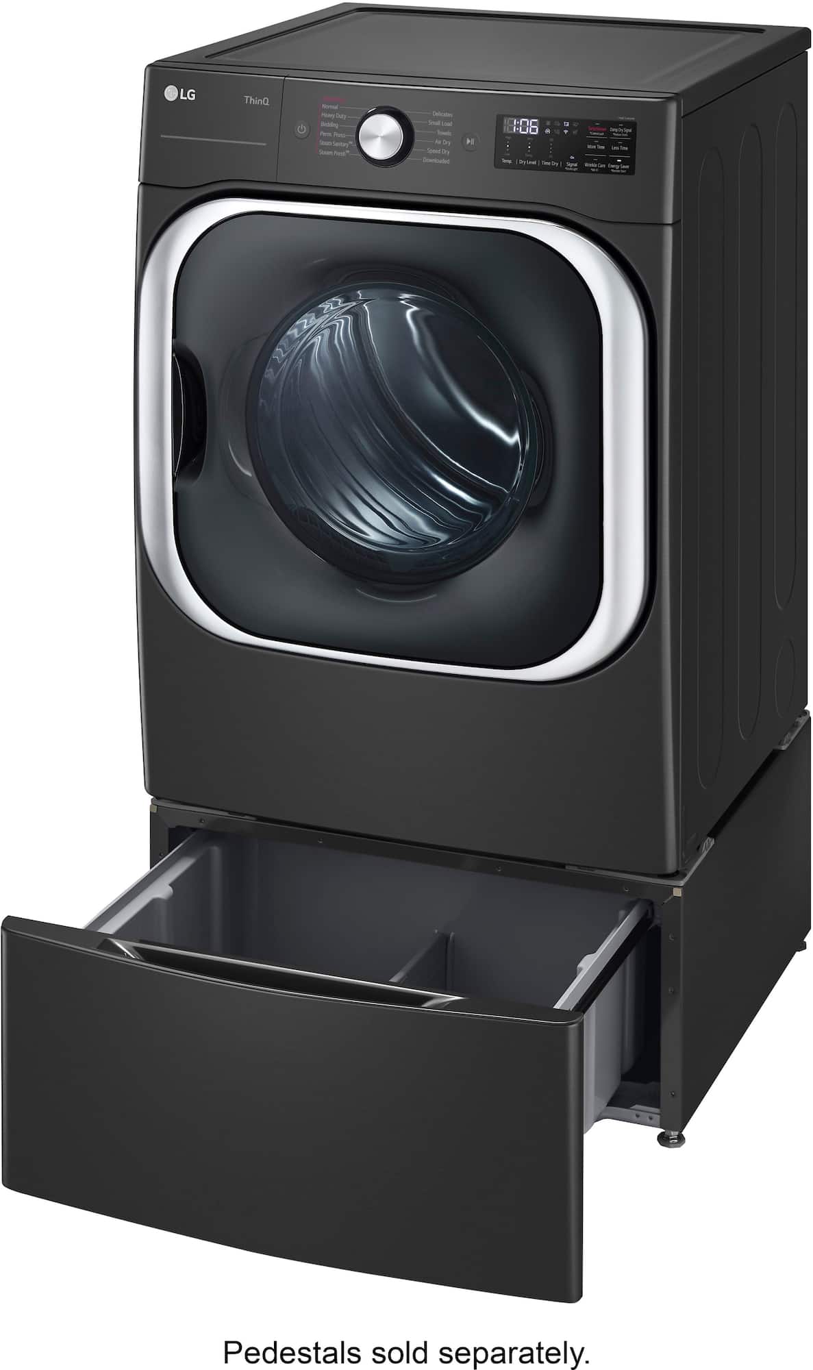 Zoom in on Alt View Zoom 12. LG - 9.0 Cu. Ft. Stackable Smart Gas Dryer with Steam and Built-In Intelligence - Black Steel.