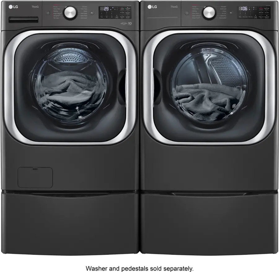 Alt View 19. LG - 9.0 Cu. Ft. Stackable Smart Gas Dryer with Steam and Built-In Intelligence - Black Steel.