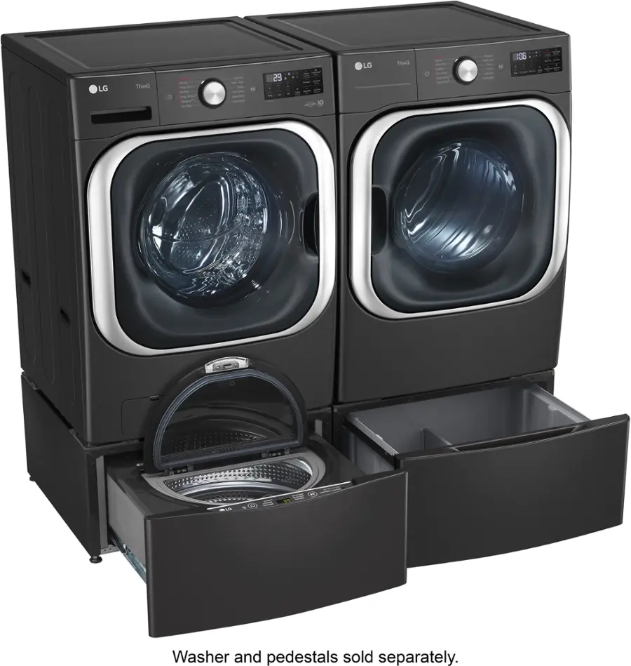 Alt View 20. LG - 9.0 Cu. Ft. Stackable Smart Gas Dryer with Steam and Built-In Intelligence - Black Steel.