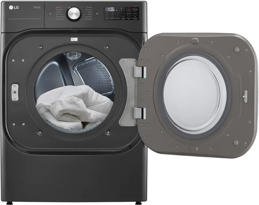 Alt View 11. LG - 9.0 Cu. Ft. Stackable Smart Gas Dryer with Steam and Built-In Intelligence - Black Steel.