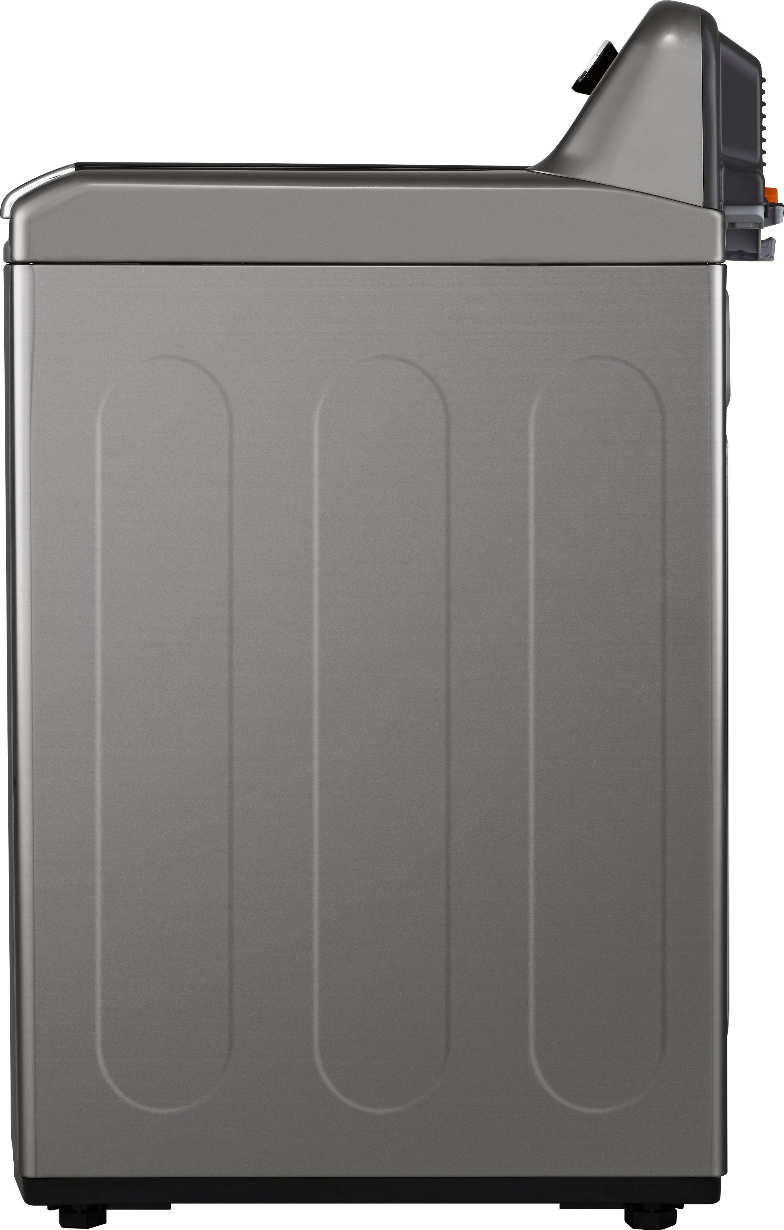 Angle View: LG - 5.3 Cu. Ft. High-Efficiency Smart Top Load Washer with 4-Way Agitator and TurboWash3D - Graphite Steel