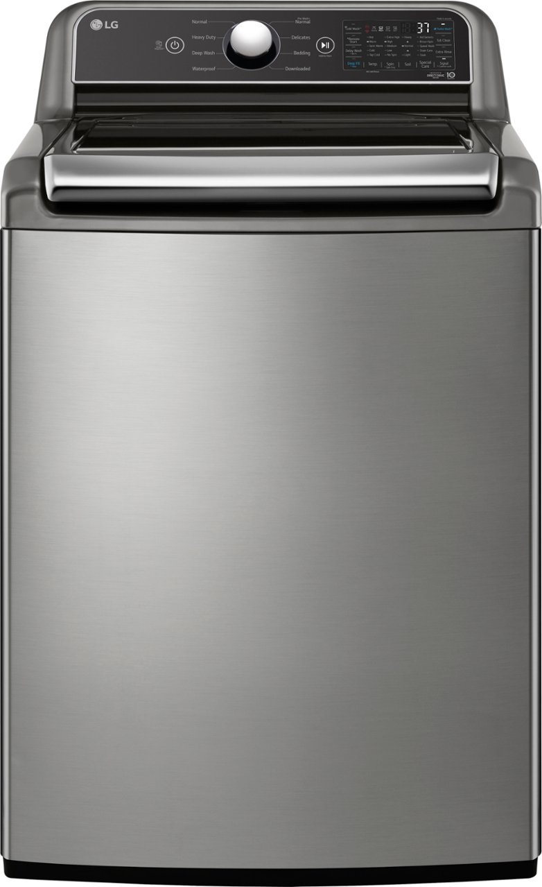 Zoom in on Front Zoom. LG - 5.3 Cu. Ft. High-Efficiency Smart Top Load Washer with 4-Way Agitator and TurboWash3D - Graphite Steel.