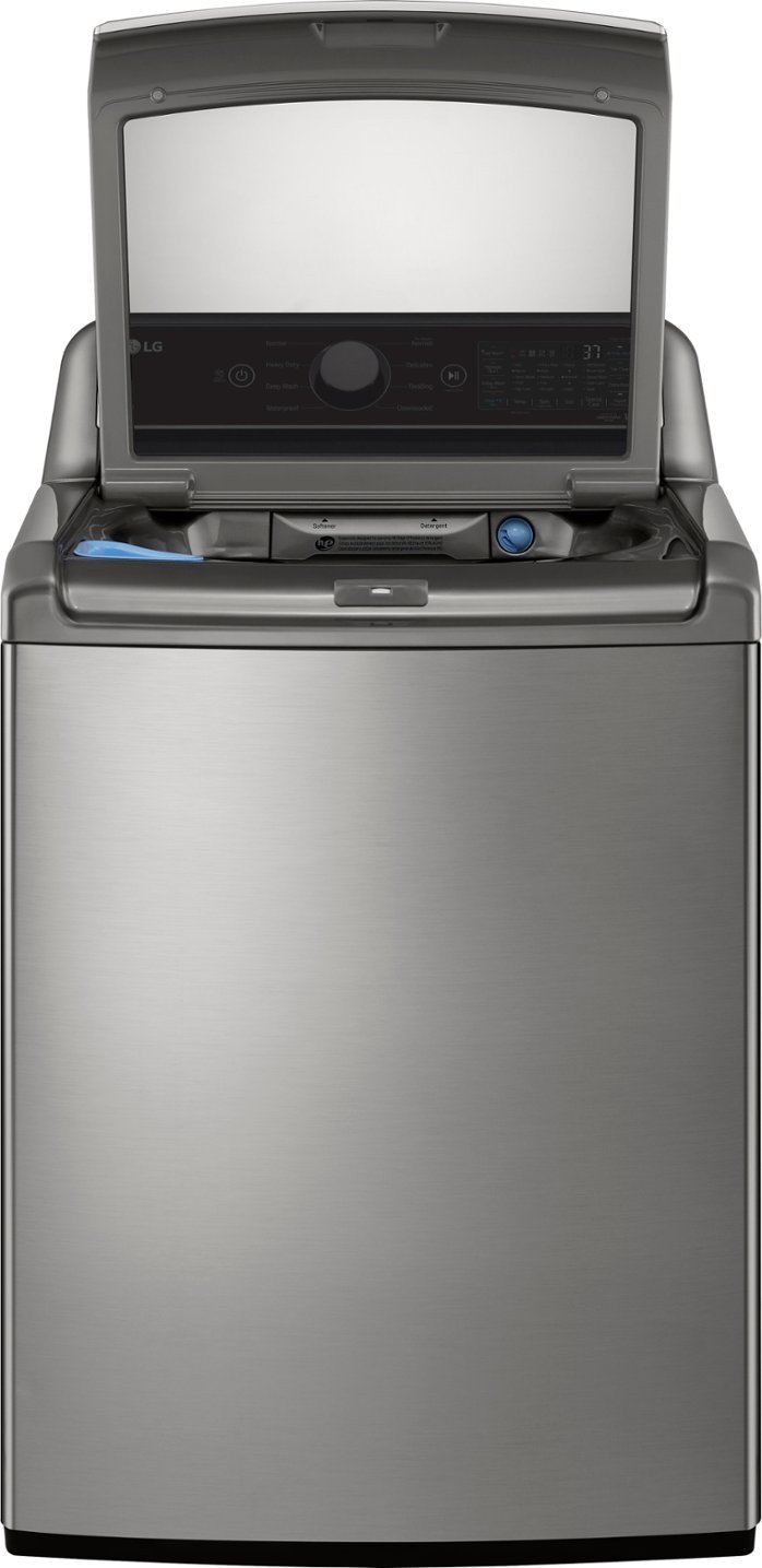 Zoom in on Alt View Zoom 2. LG - 5.3 Cu. Ft. High-Efficiency Smart Top Load Washer with 4-Way Agitator and TurboWash3D - Graphite Steel.