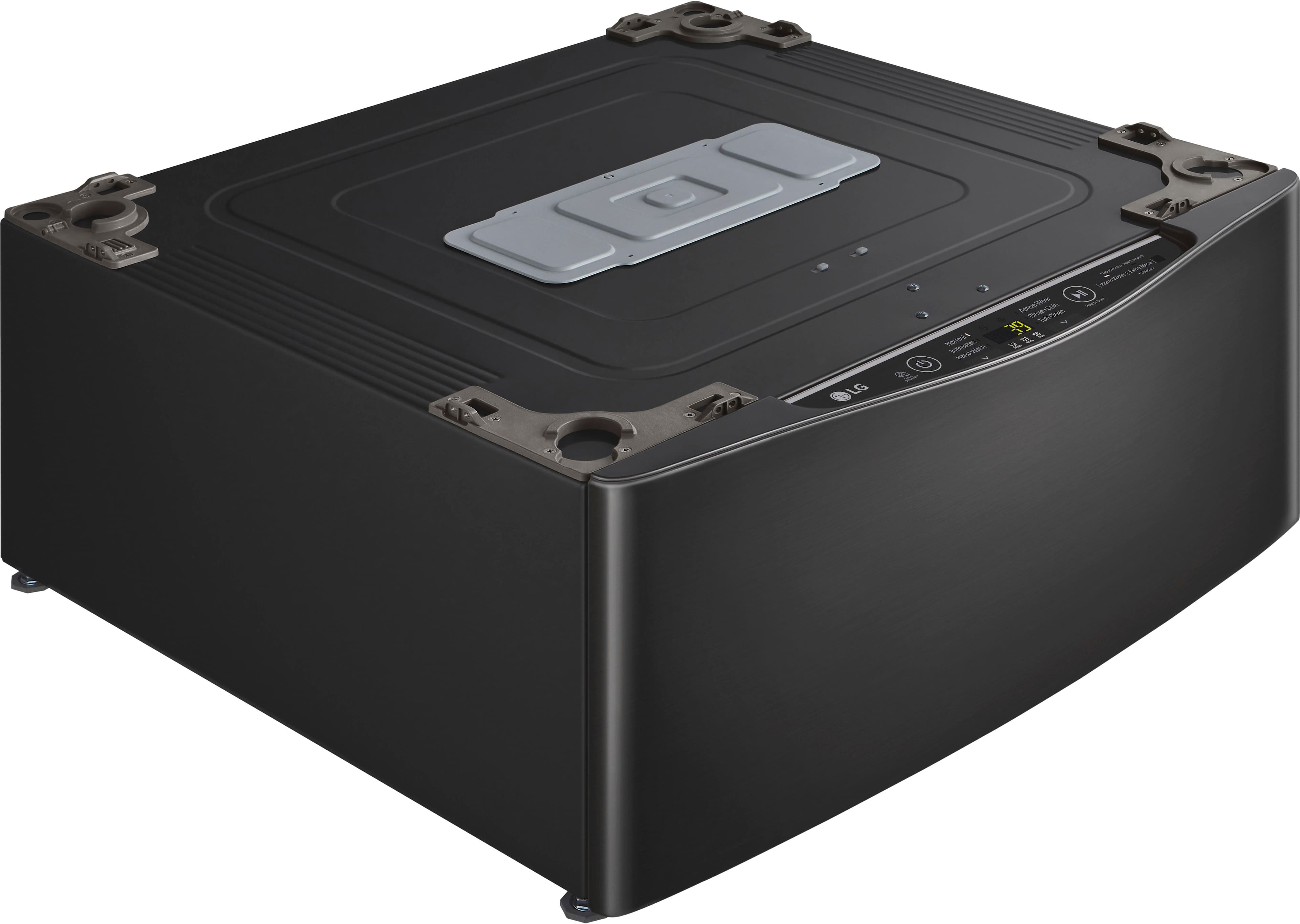 Angle. LG - SideKick 1.0 Cu. Ft. High-Efficiency Top Load Pedestal Washer with 3-Motion Technology - Black steel.