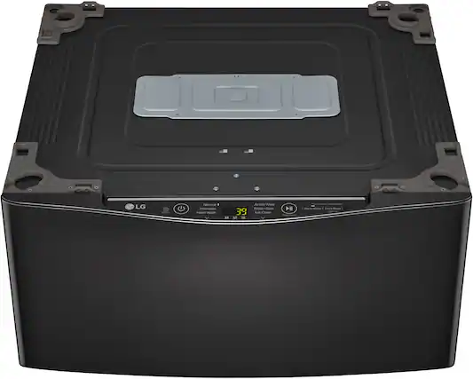 Front. LG - SideKick 1.0 Cu. Ft. High-Efficiency Top Load Pedestal Washer with 3-Motion Technology - Black steel.