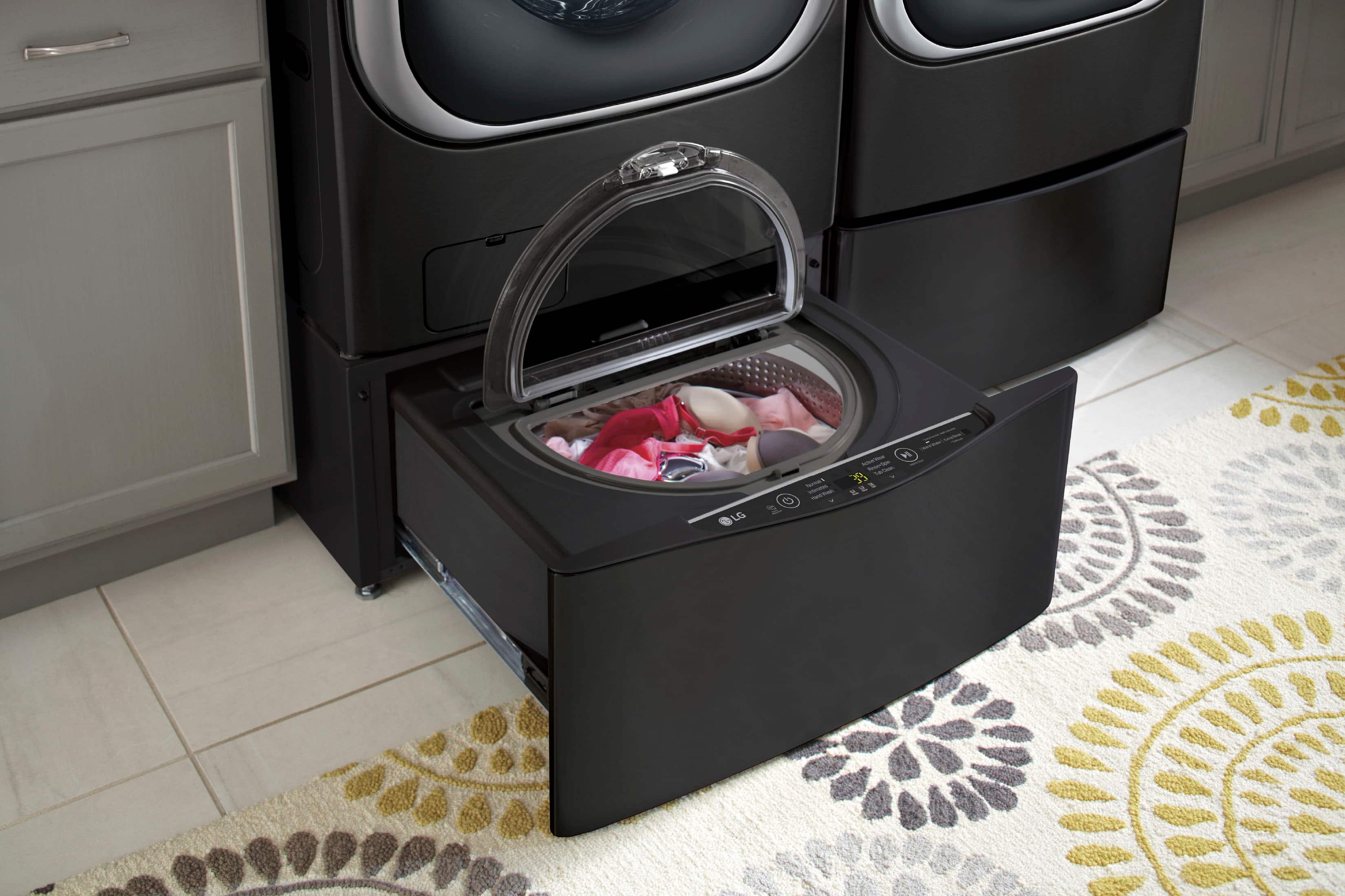 Alt View 21. LG - SideKick 1.0 Cu. Ft. High-Efficiency Top Load Pedestal Washer with 3-Motion Technology - Black steel.