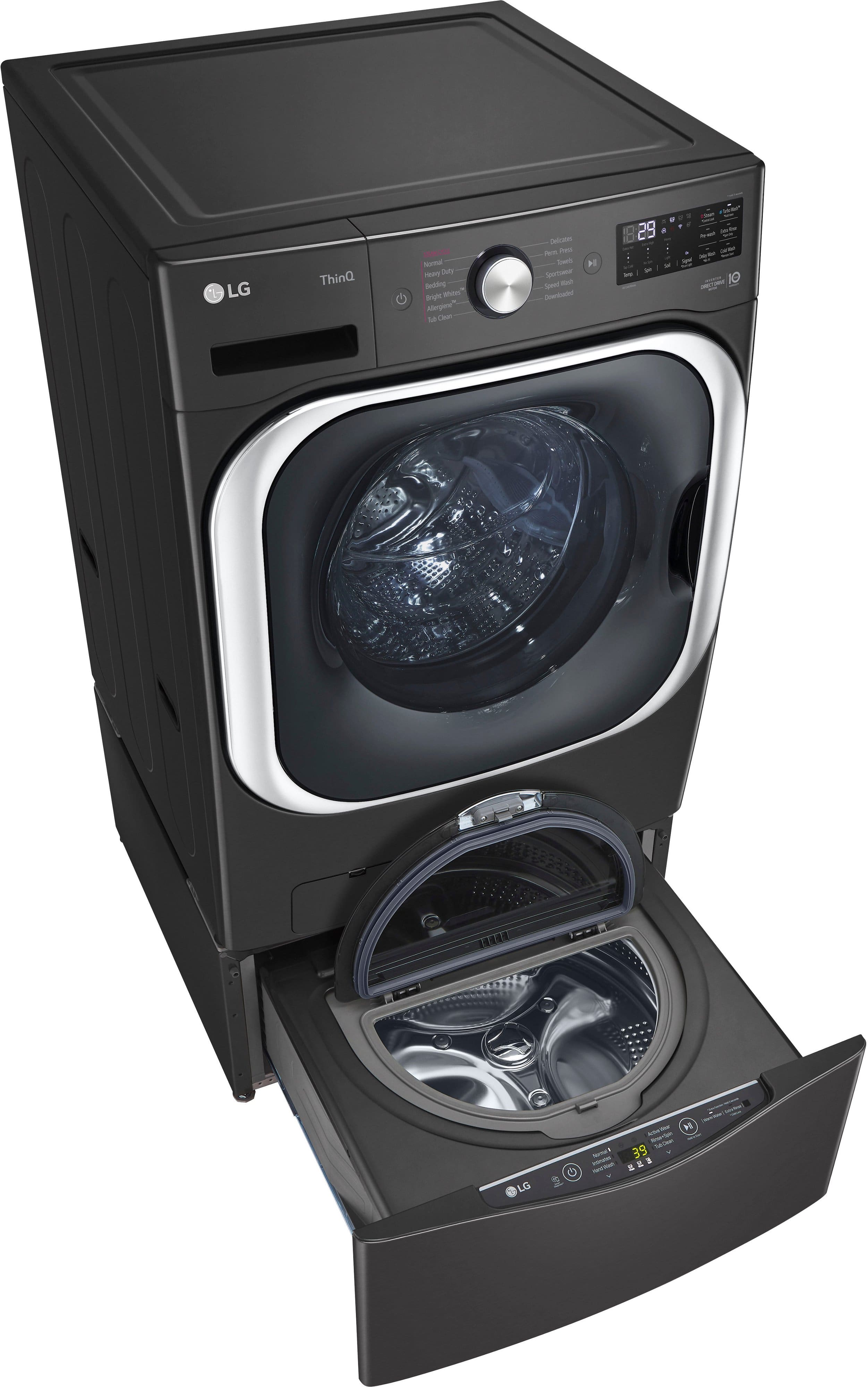 Alt View 19. LG - SideKick 1.0 Cu. Ft. High-Efficiency Top Load Pedestal Washer with 3-Motion Technology - Black steel.