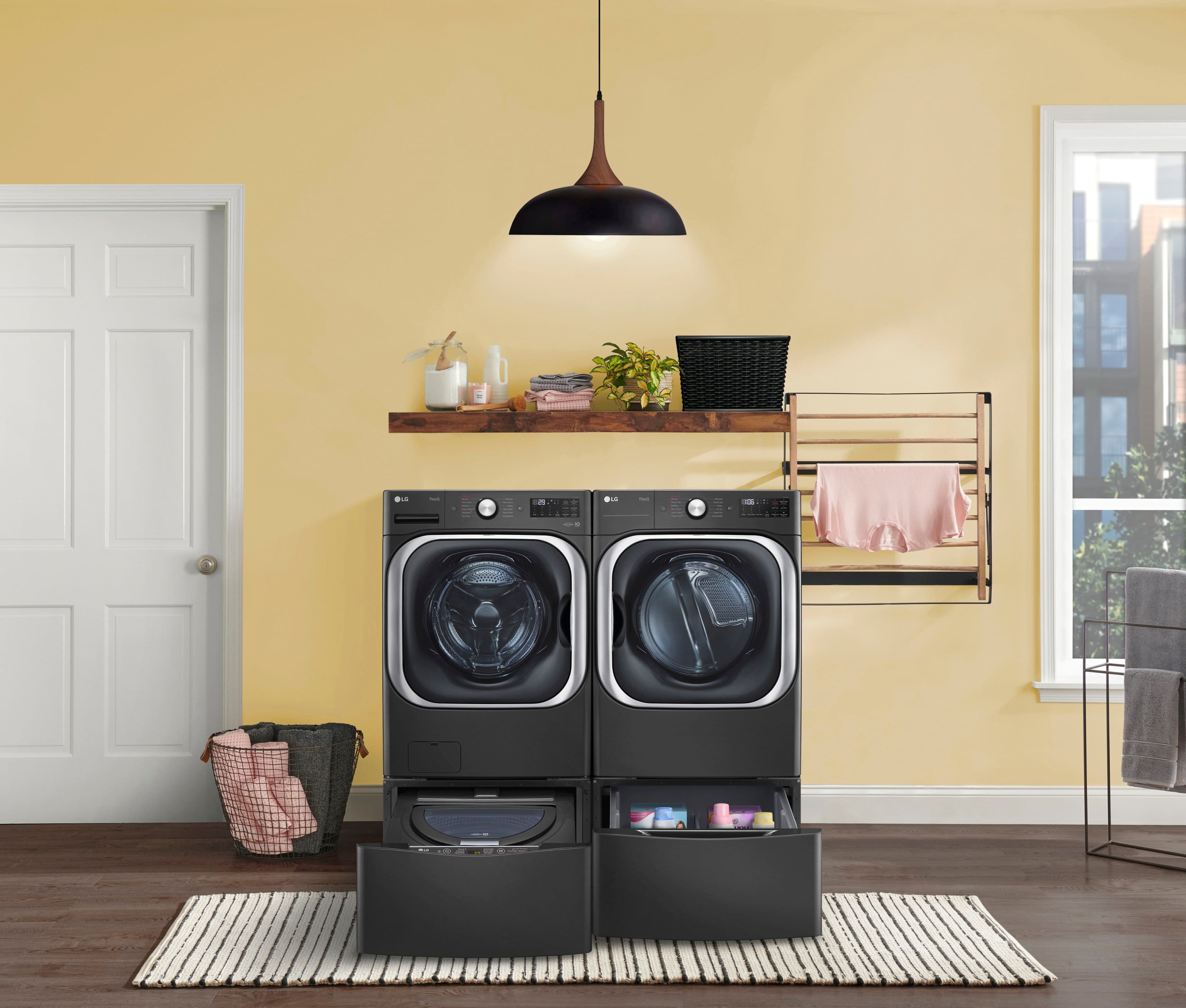 Alt View 24. LG - SideKick 1.0 Cu. Ft. High-Efficiency Top Load Pedestal Washer with 3-Motion Technology - Black steel.