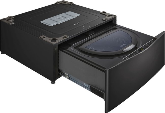 LG - SideKick 1.0 Cu. Ft. High-Efficiency Smart Top Load Pedestal Washer with 3-Motion Technology - Black Steel_2