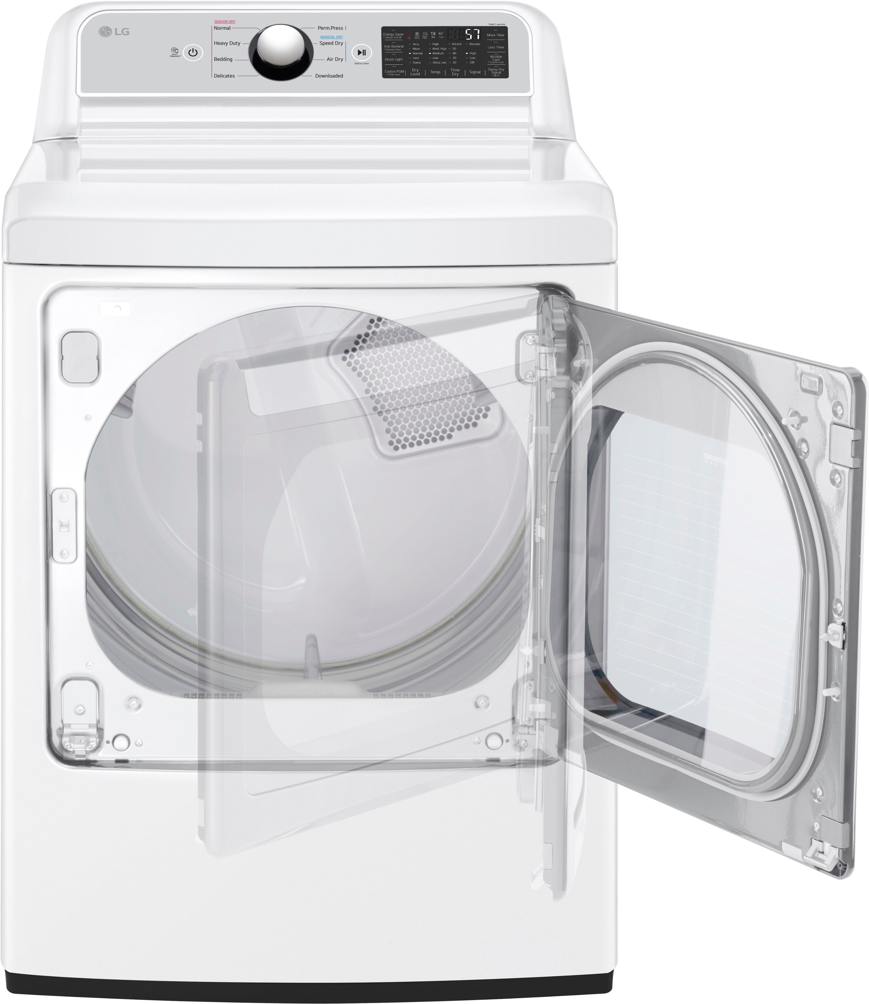 Zoom in on Left Zoom. LG - 7.3 Cu. Ft. Smart Electric Dryer with EasyLoad Door - White.