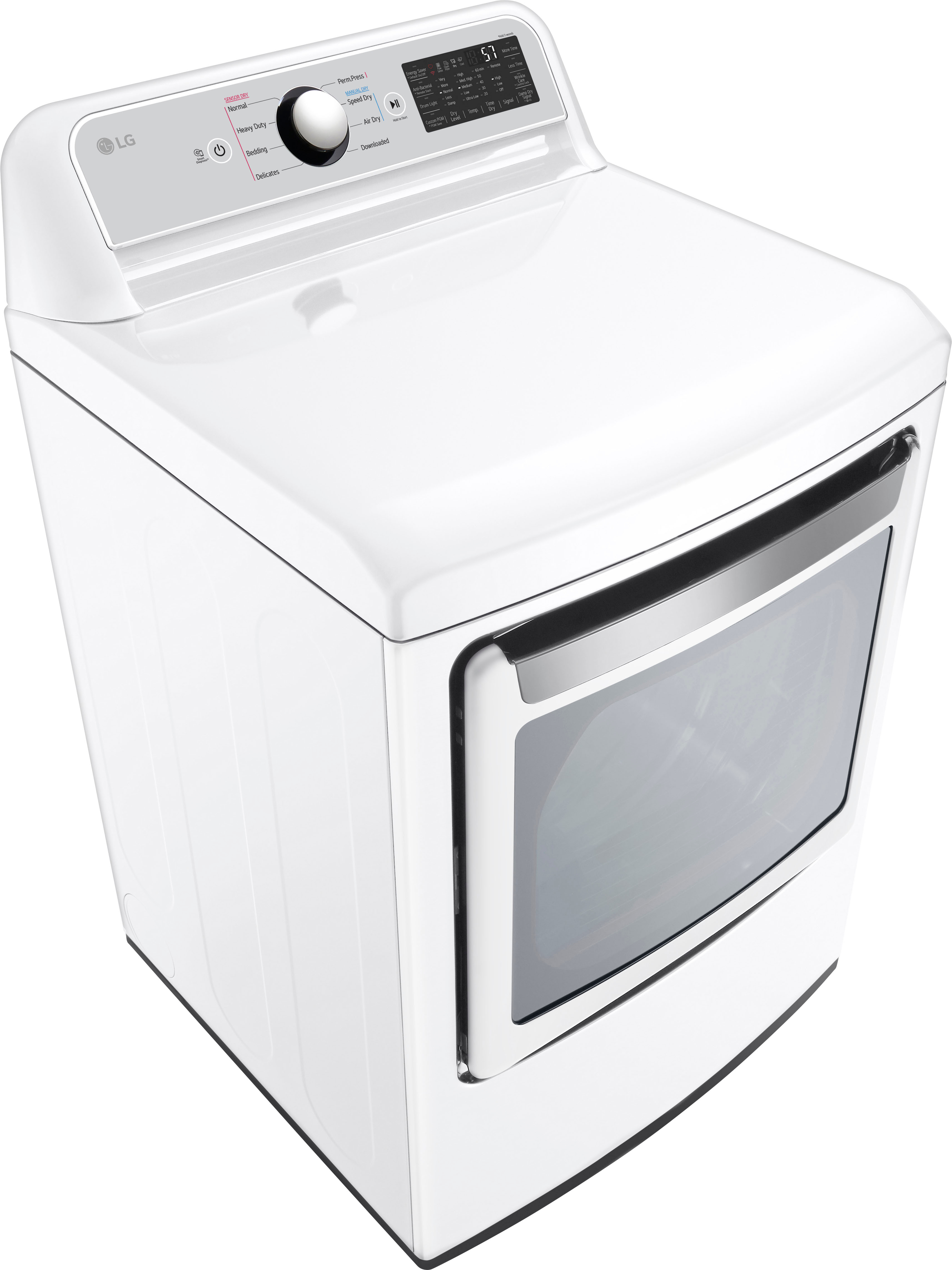 Angle View: LG - 7.3 Cu. Ft. Smart Gas Dryer with EasyLoad Door - White