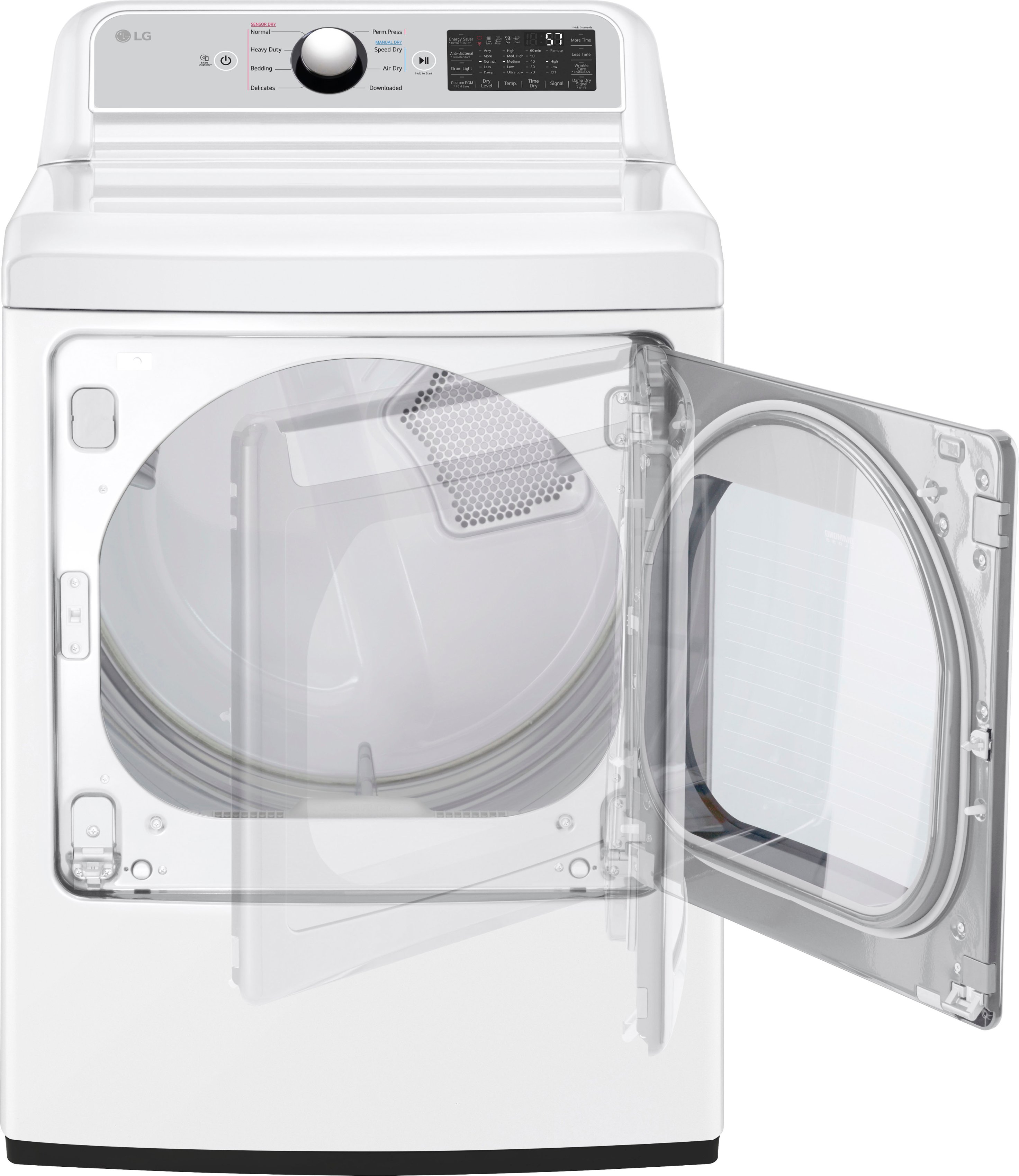 Left View: LG - 7.3 Cu. Ft. Smart Gas Dryer with EasyLoad Door - White