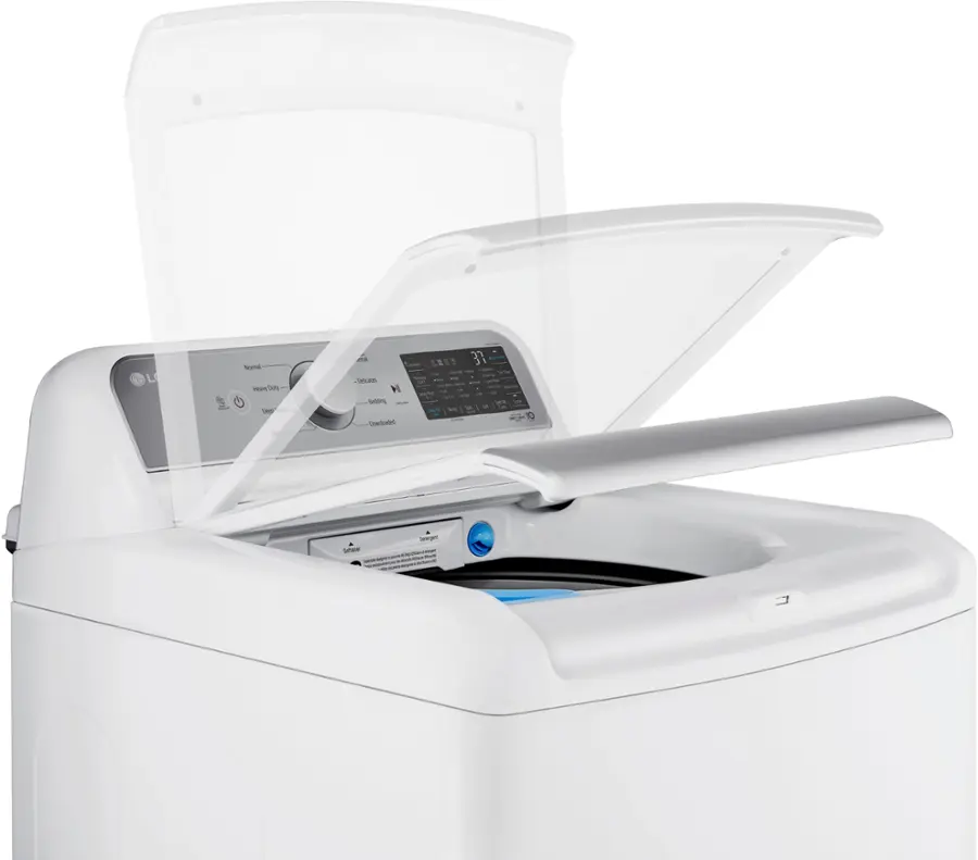 Angle. LG - 5.3 Cu. Ft. High-Efficiency Smart Top Load Washer with 4-Way Agitator - White.