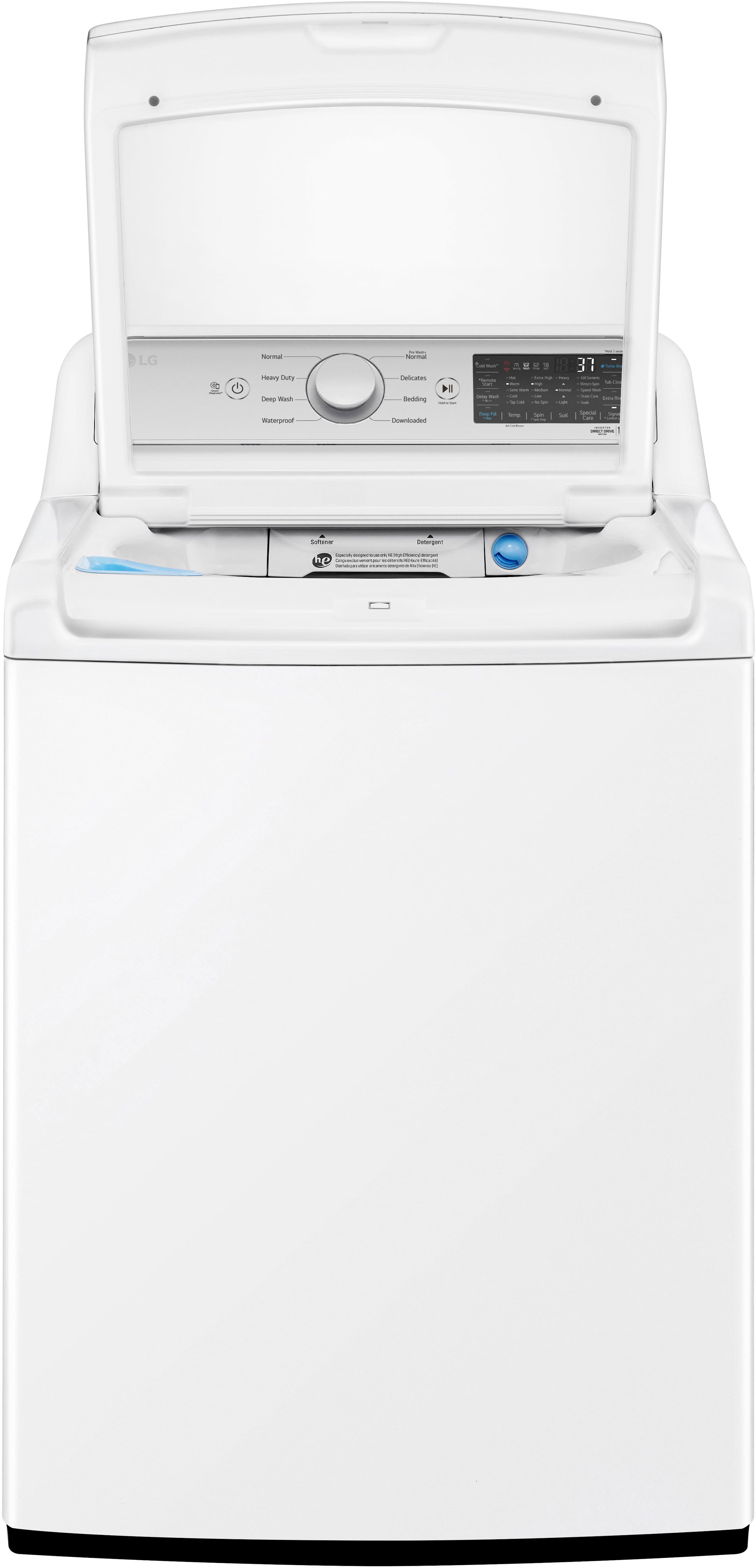 Alt View 14. LG - 5.3 Cu. Ft. High-Efficiency Smart Top Load Washer with 4-Way Agitator - White.