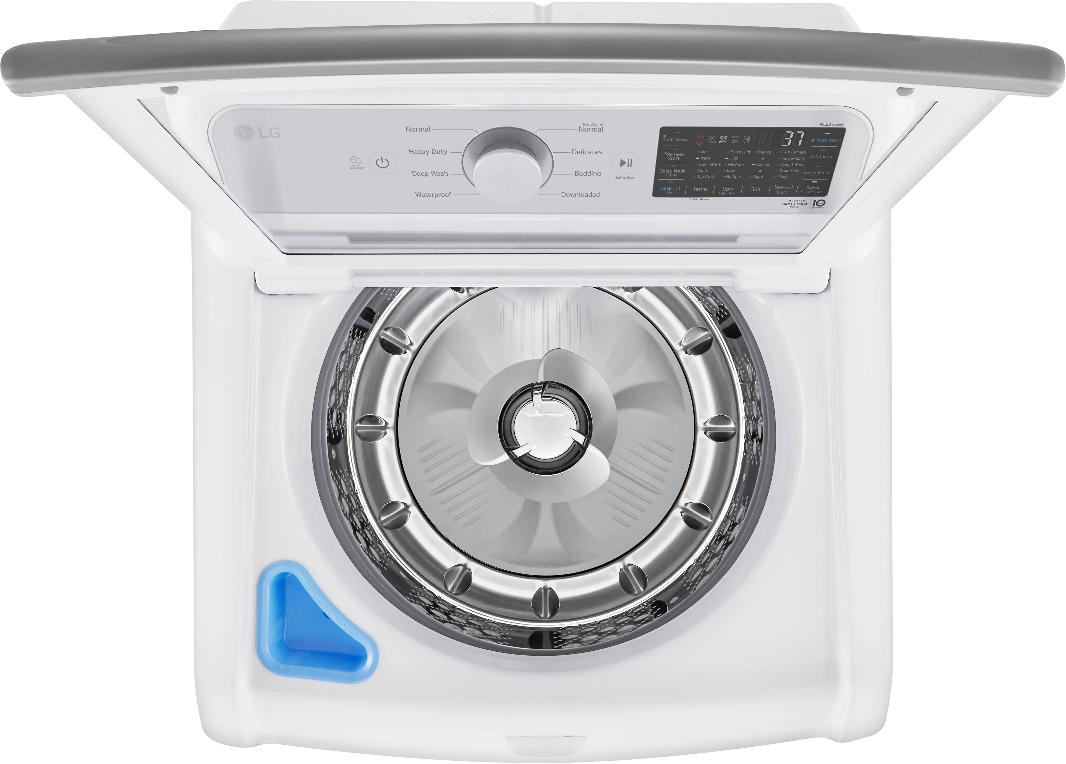 Alt View 15. LG - 5.3 Cu. Ft. High-Efficiency Smart Top Load Washer with 4-Way Agitator - White.
