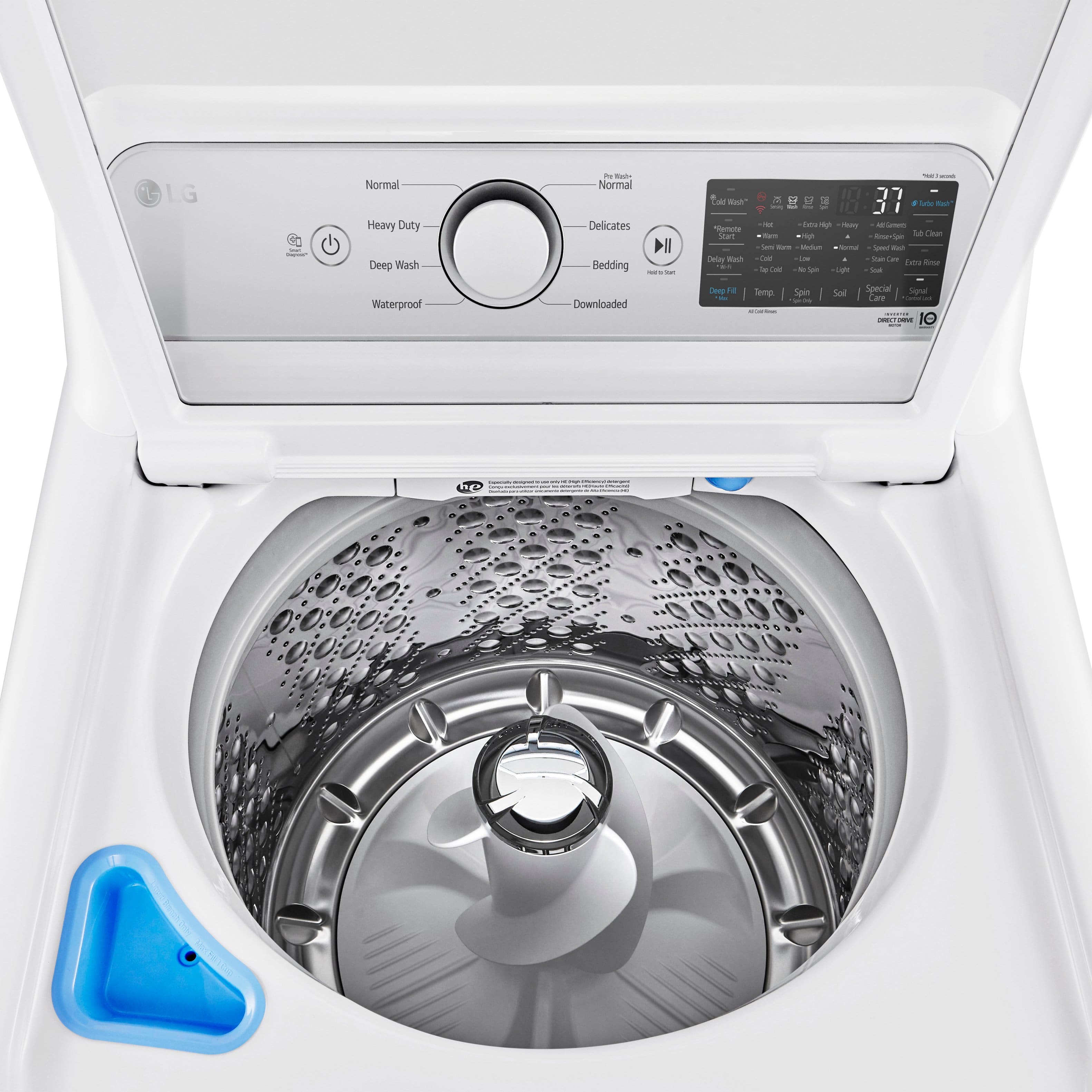 Alt View 16. LG - 5.3 Cu. Ft. High-Efficiency Smart Top Load Washer with 4-Way Agitator - White.