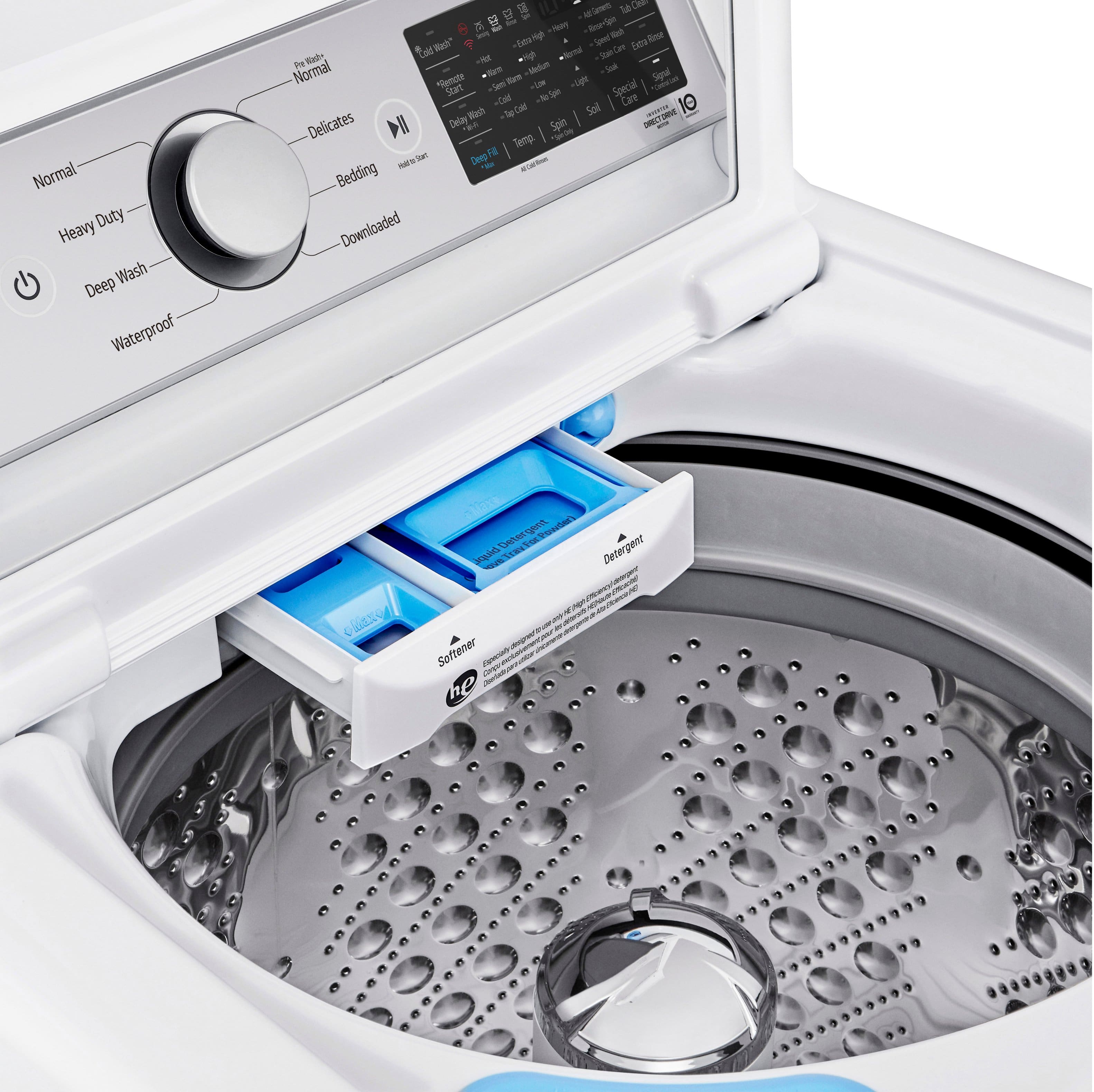 Alt View 20. LG - 5.3 Cu. Ft. High-Efficiency Smart Top Load Washer with 4-Way Agitator - White.