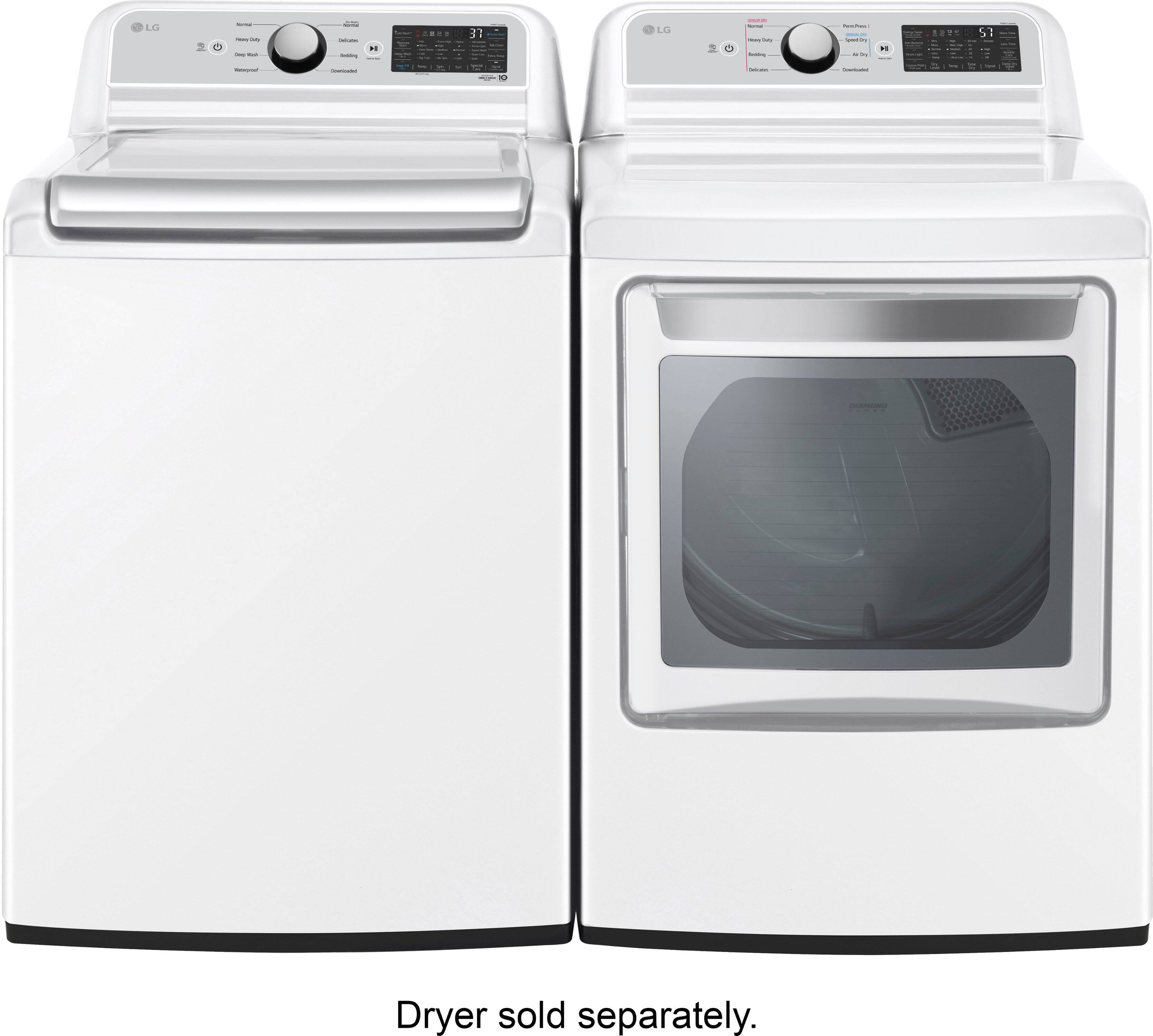 Alt View 24. LG - 5.3 Cu. Ft. High-Efficiency Smart Top Load Washer with 4-Way Agitator - White.