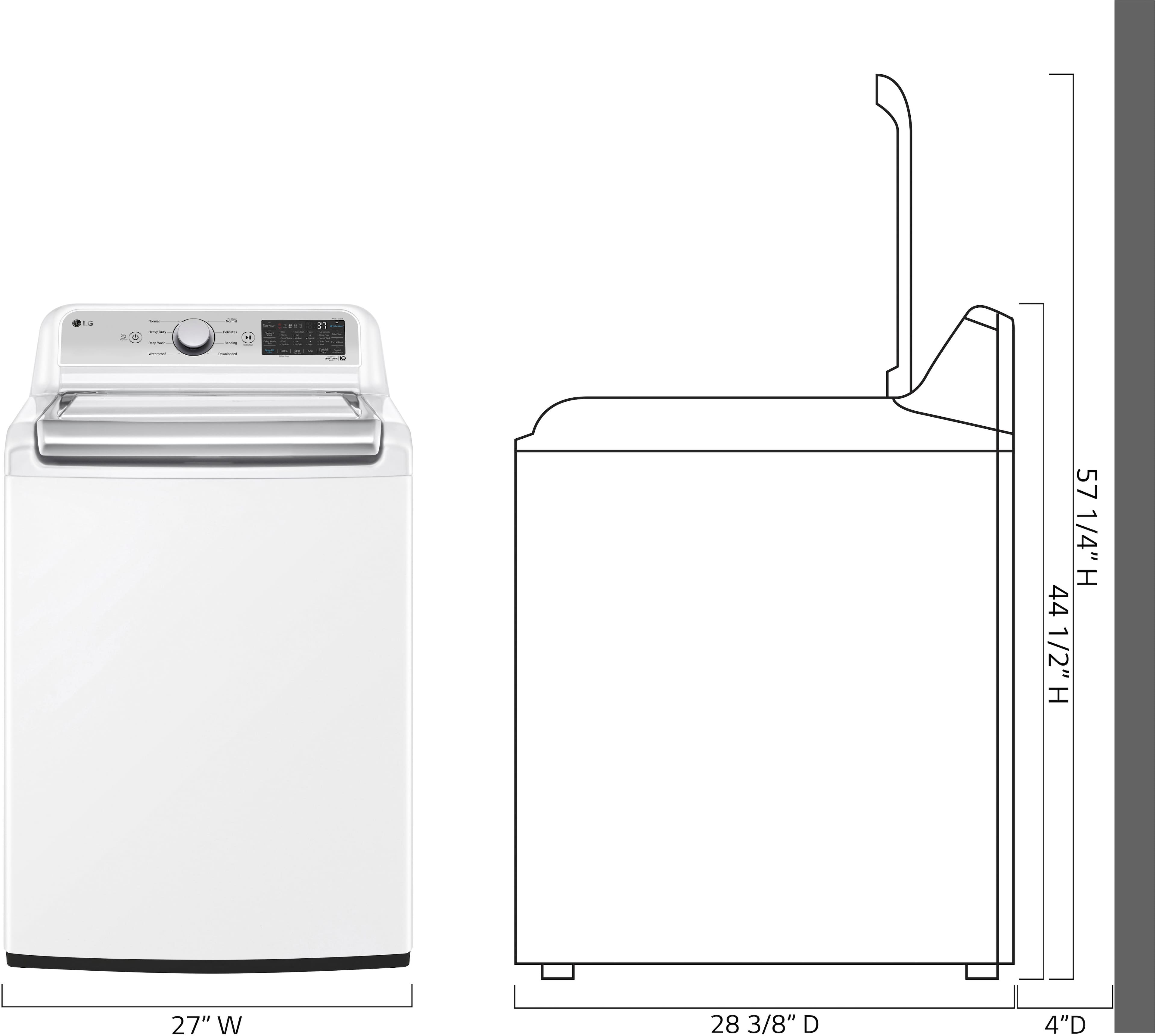 Left. LG - 5.3 Cu. Ft. High-Efficiency Smart Top Load Washer with 4-Way Agitator - White.