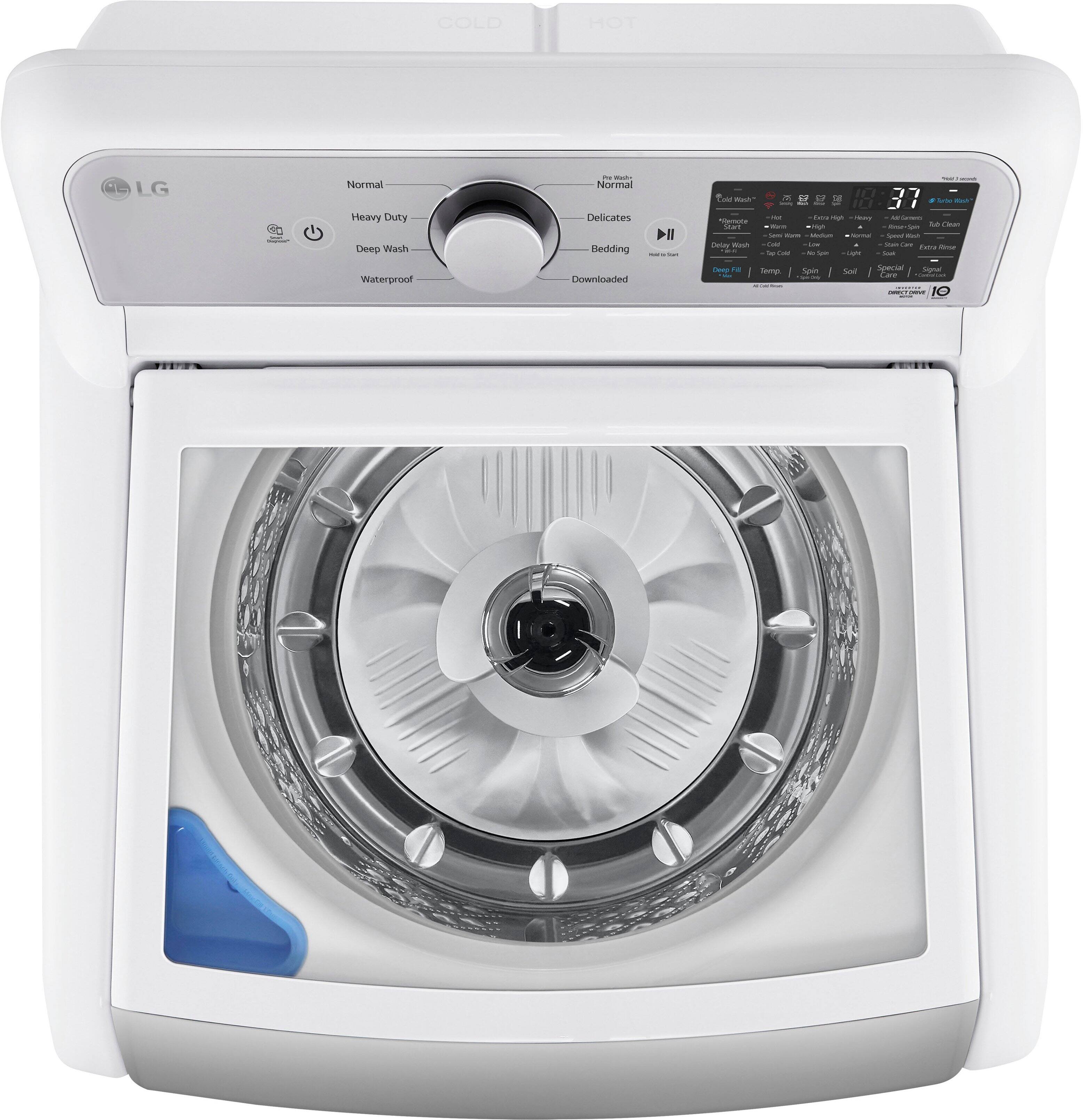Alt View 13. LG - 5.3 Cu. Ft. High-Efficiency Smart Top Load Washer with 4-Way Agitator - White.