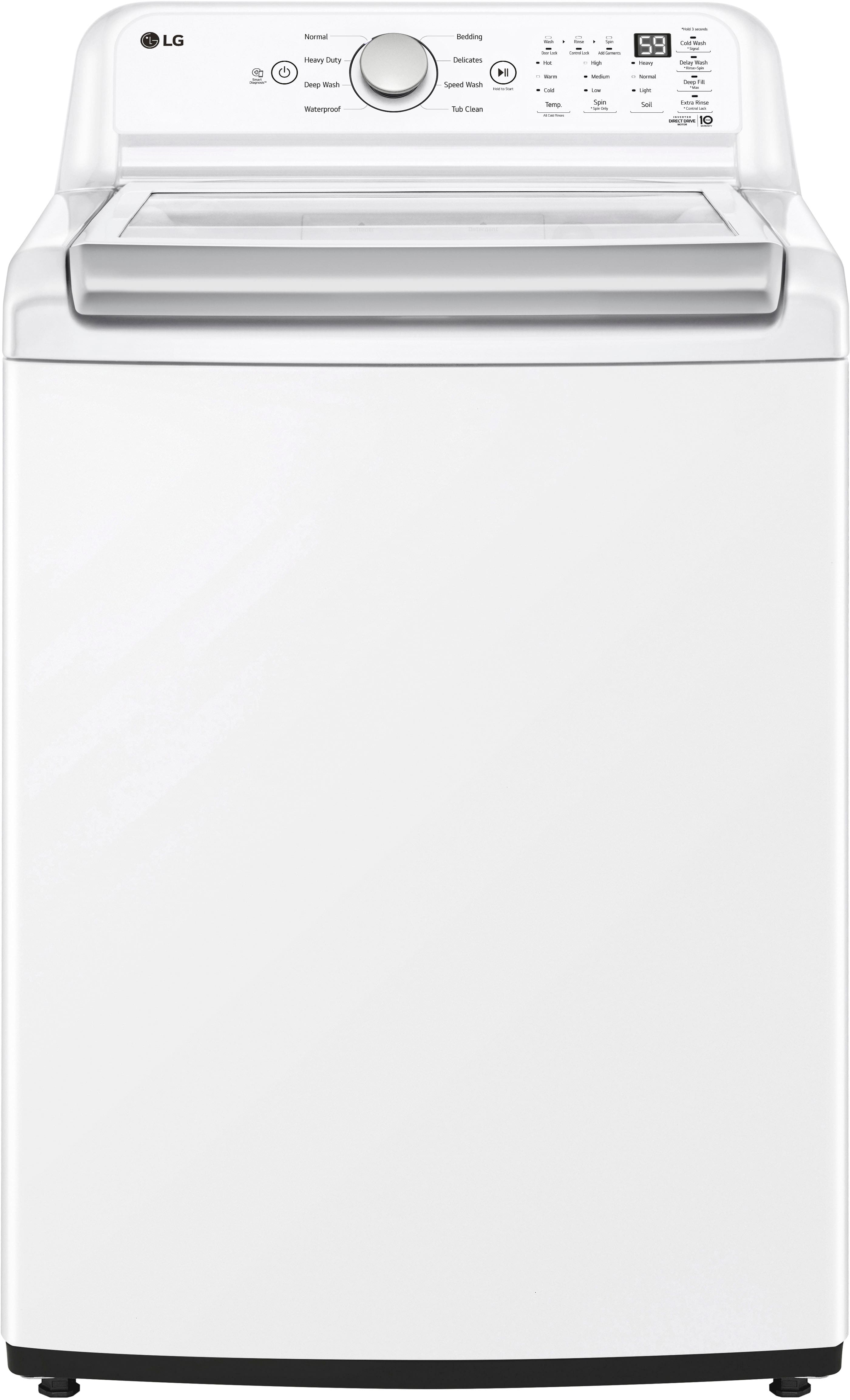 LG - 4.8 Cu. Ft. High-Efficiency Top Load Washer with 4 Way Agitator - White - Front_Zoom